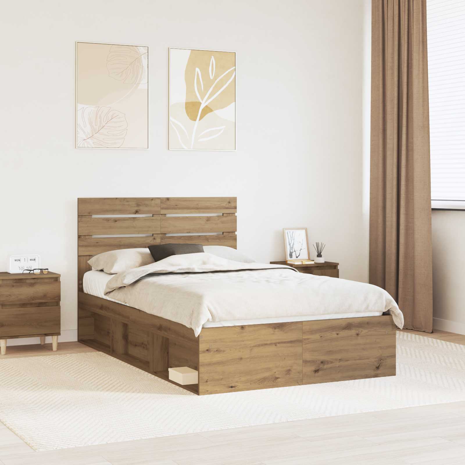 vidaXL Bedframe met hoofdeinde Wit 200 x 200 cm Massief grenenhout