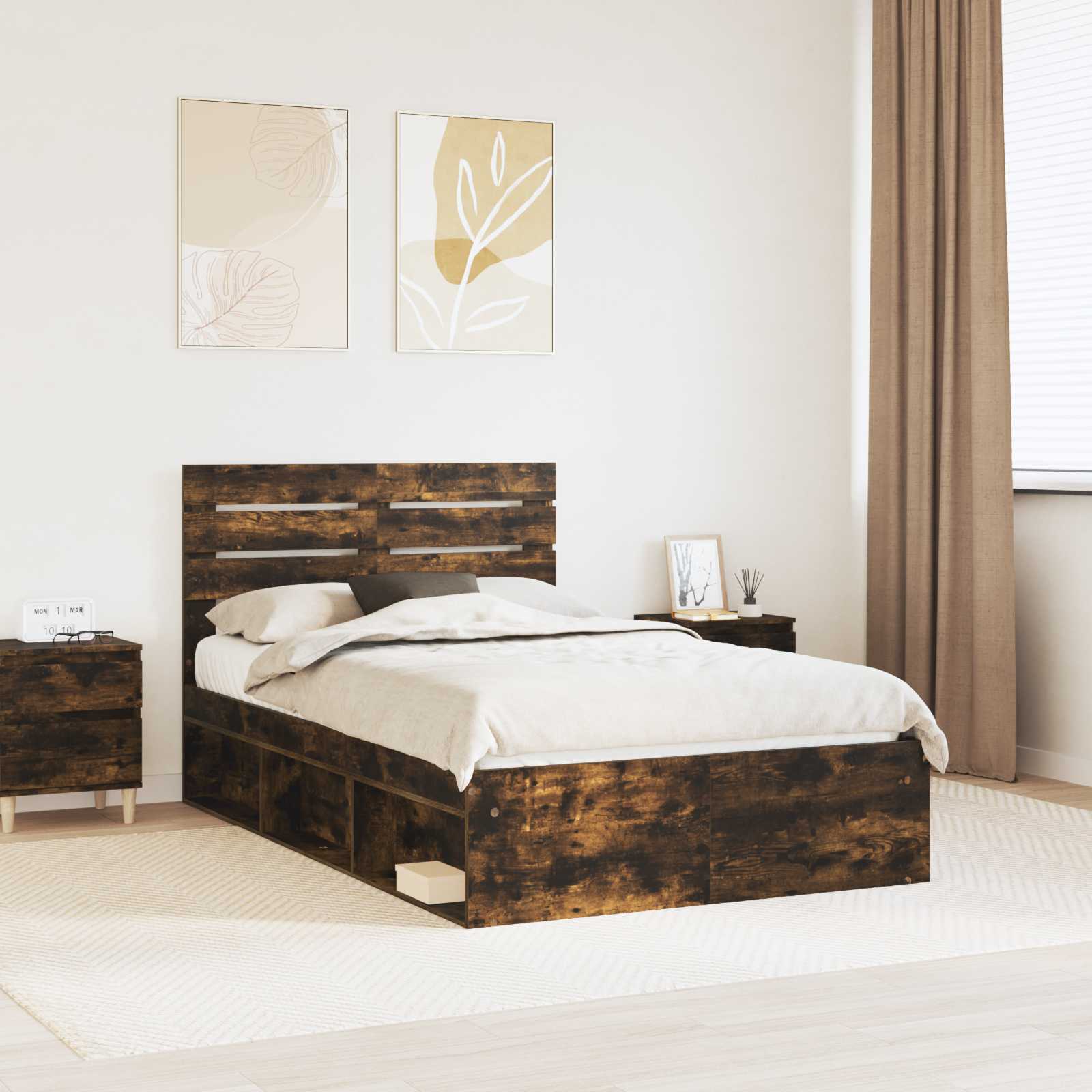vidaXL Bedframe met hoofdeinde Wit 200 x 200 cm Massief grenenhout