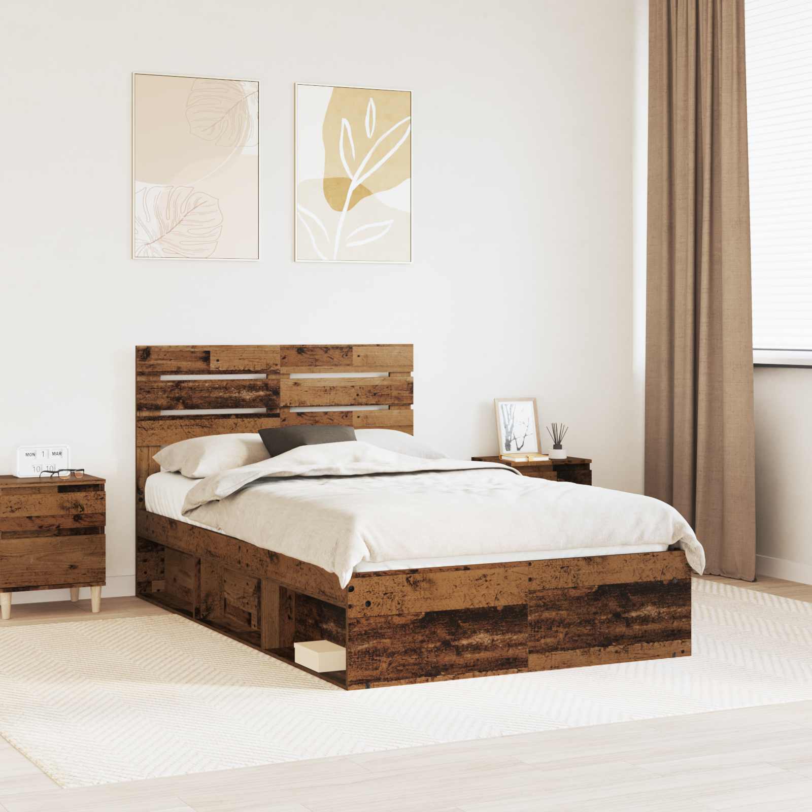 vidaXL Bedframe met hoofdeinde Wit 200 x 200 cm Massief grenenhout