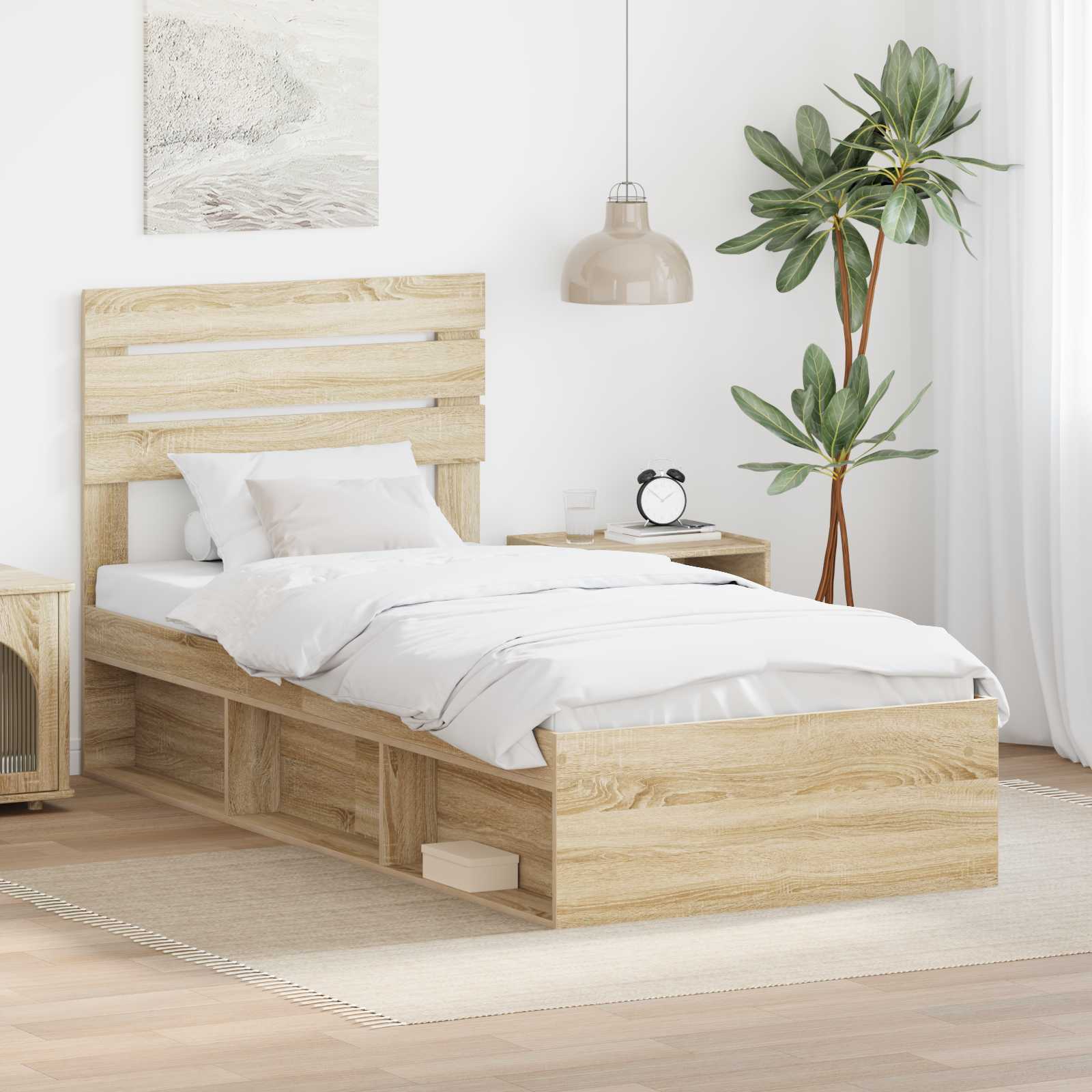 vidaXL Bedframe met hoofdeinde Wit 200 x 200 cm Massief grenenhout