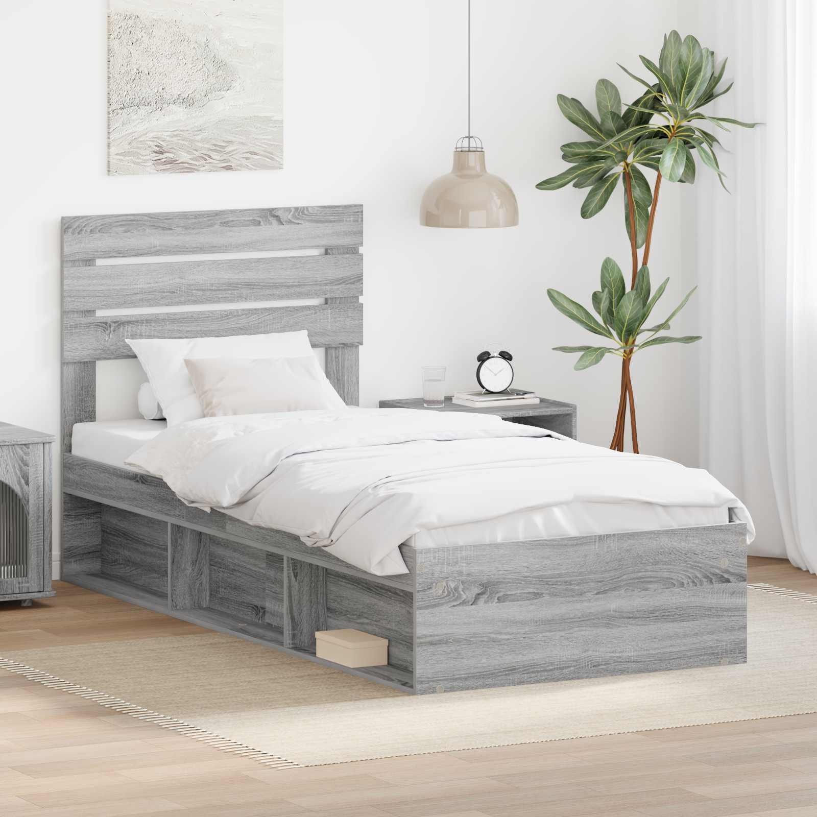 vidaXL Bedframe met hoofdeinde Wit 200 x 200 cm Massief grenenhout