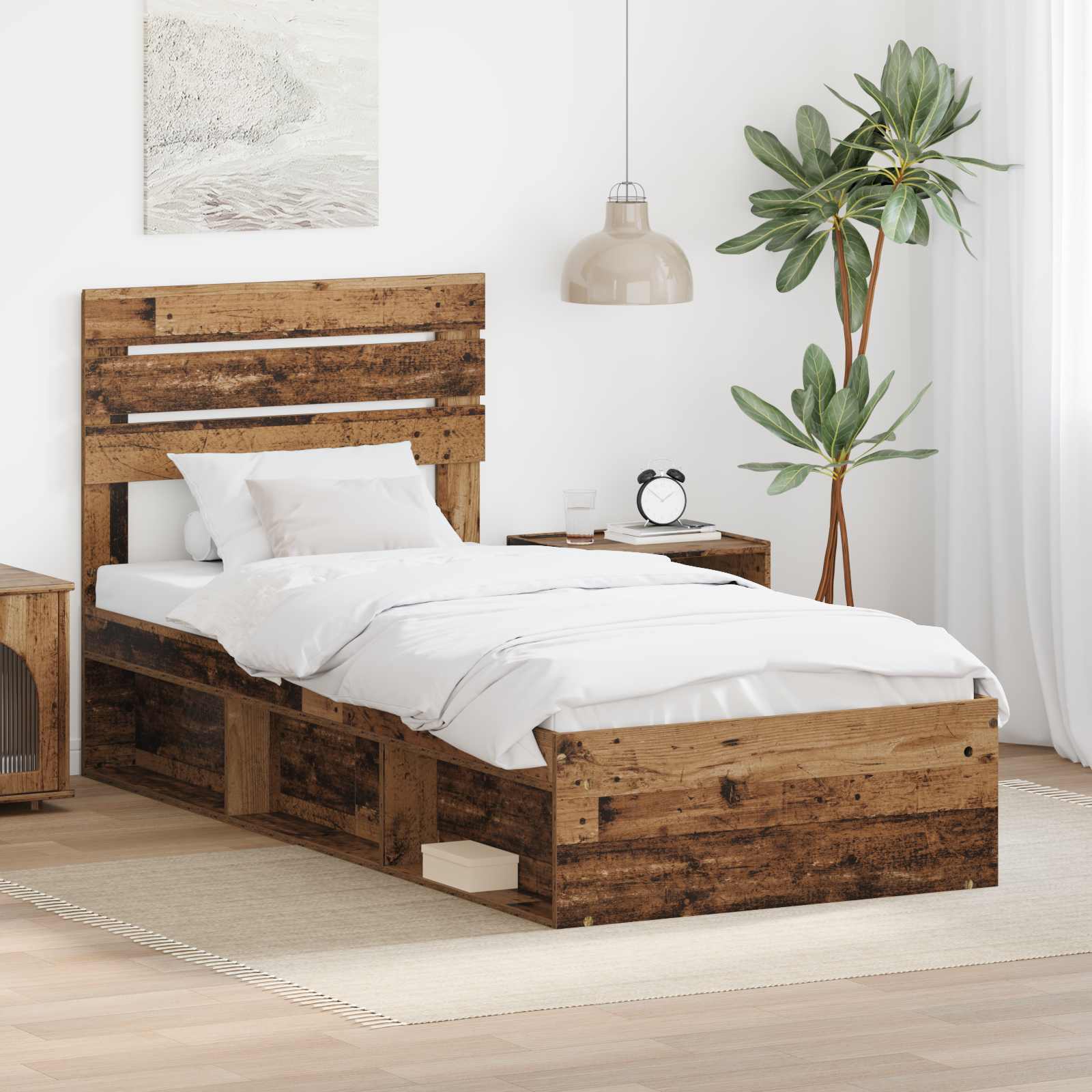 vidaXL Bedframe met hoofdeinde Wit 200 x 200 cm Massief grenenhout