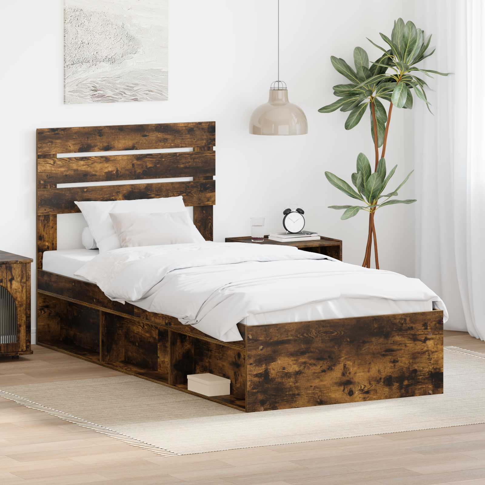 vidaXL Bedframe met hoofdeinde Wit 200 x 200 cm Massief grenenhout