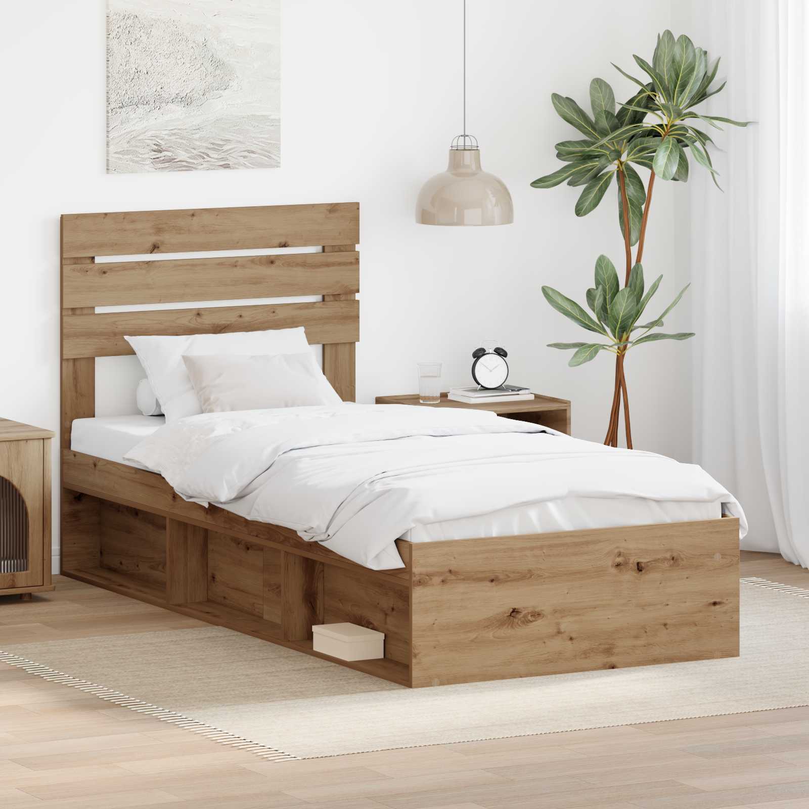 vidaXL Bedframe met hoofdeinde Wit 200 x 200 cm Massief grenenhout