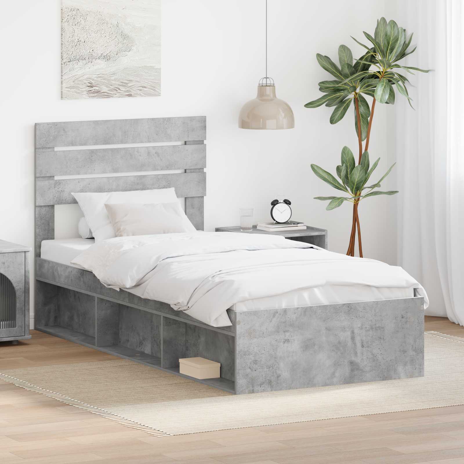vidaXL Bedframe met hoofdeinde Wit 200 x 200 cm Massief grenenhout