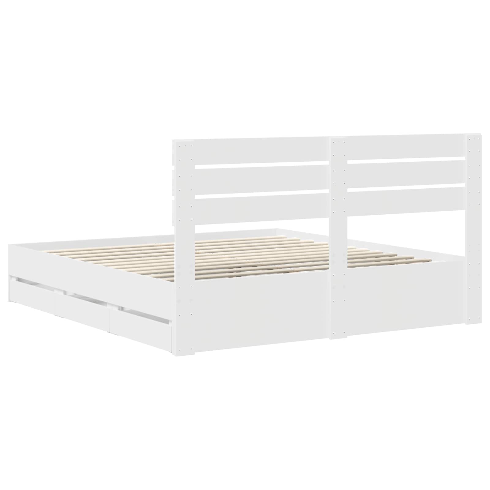 vidaXL Bedframe met lade met opslag Wit 200 x 200 cm Ingenieurshout