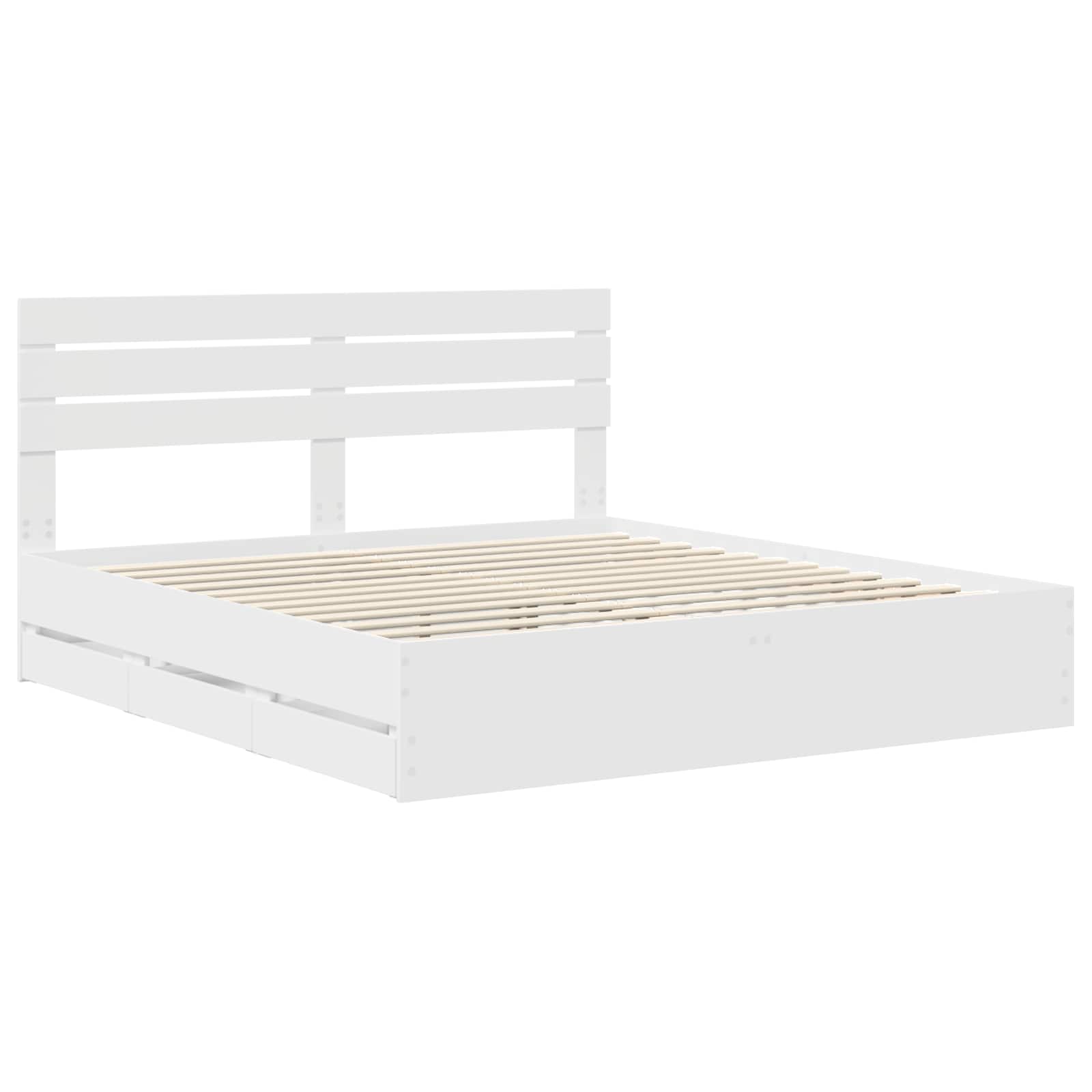 vidaXL Bedframe met lade met opslag Wit 200 x 200 cm Ingenieurshout