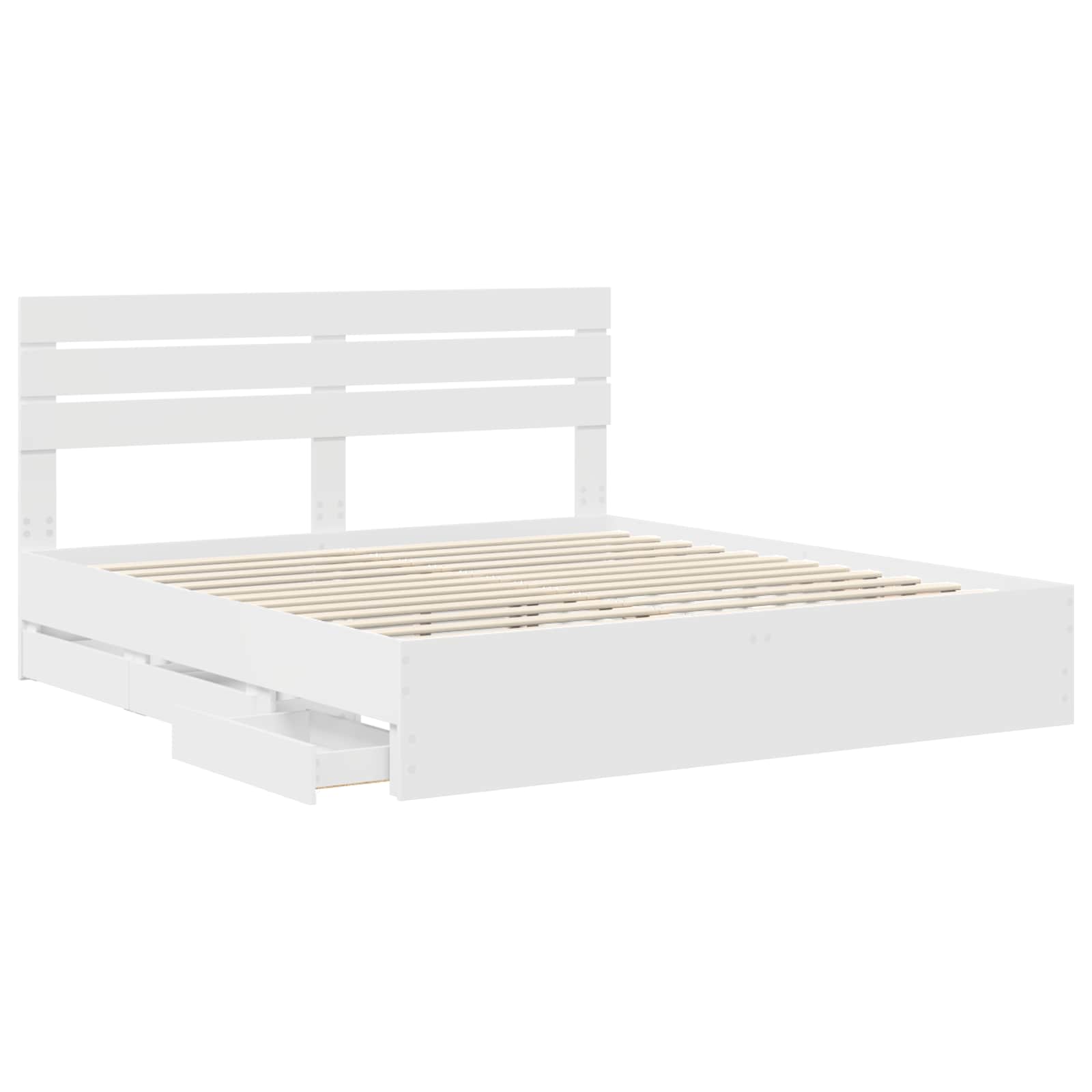 vidaXL Bedframe met lade met opslag Wit 200 x 200 cm Ingenieurshout