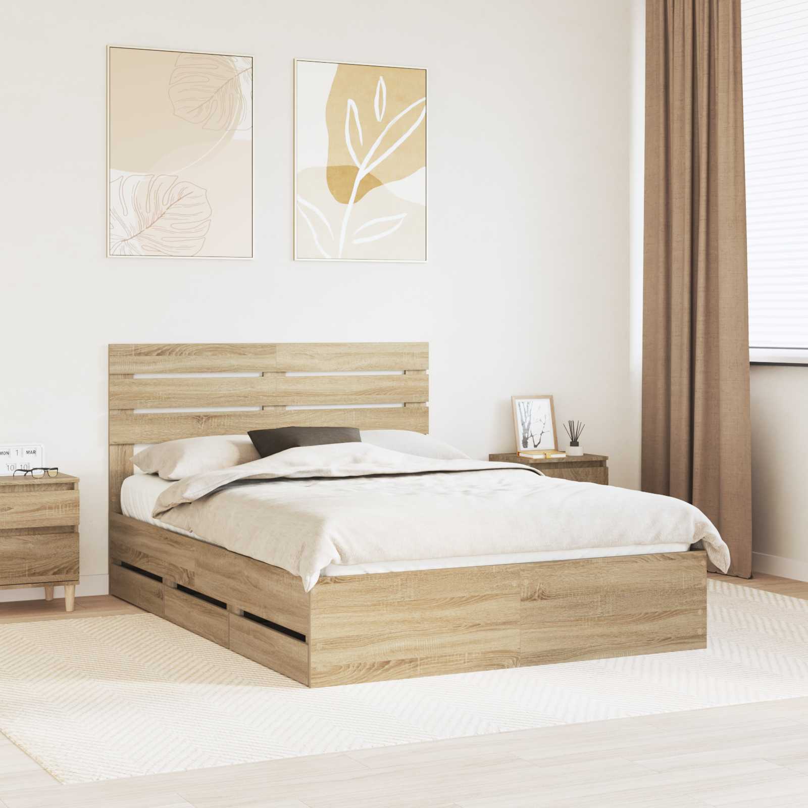 vidaXL Bedframe met lade met opslag Wit 200 x 200 cm Ingenieurshout