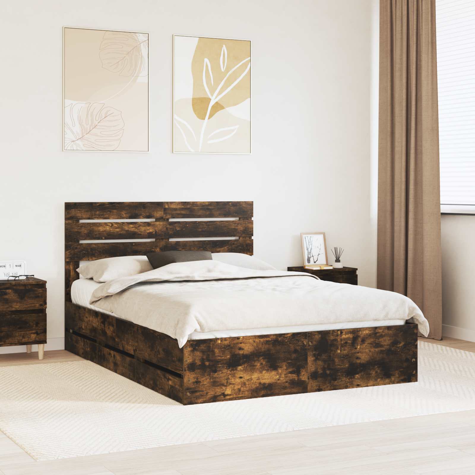 vidaXL Bedframe met lade met opslag Wit 200 x 200 cm Ingenieurshout