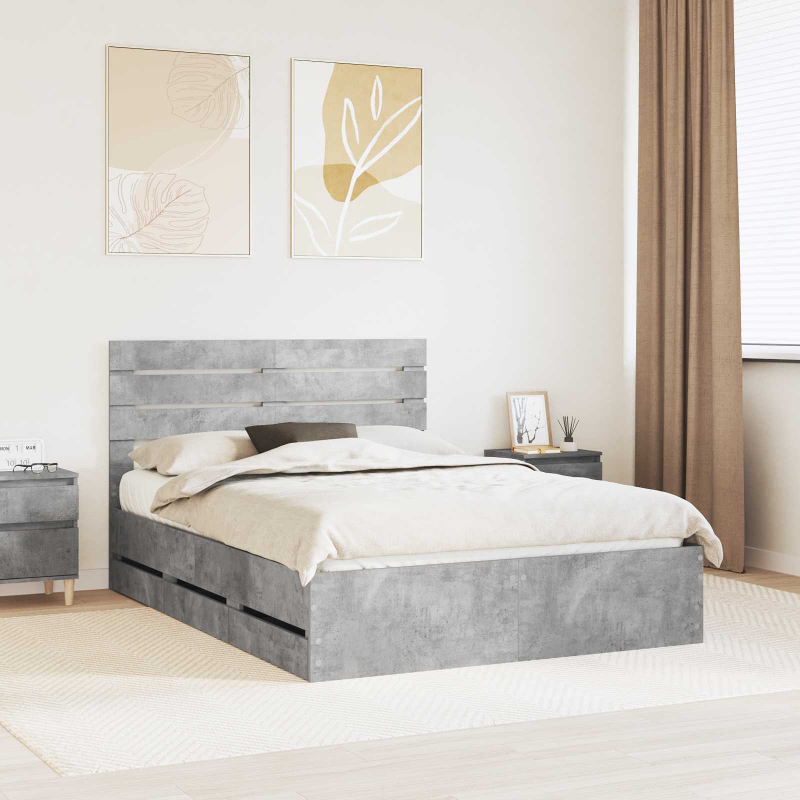 vidaXL Bedframe met lade met opslag Wit 200 x 200 cm Ingenieurshout