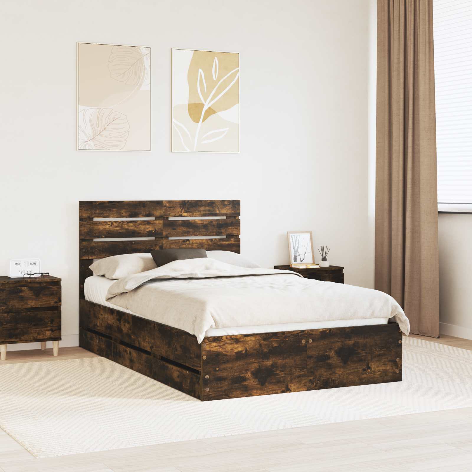 vidaXL Bedframe met lade met opslag Wit 200 x 200 cm Ingenieurshout