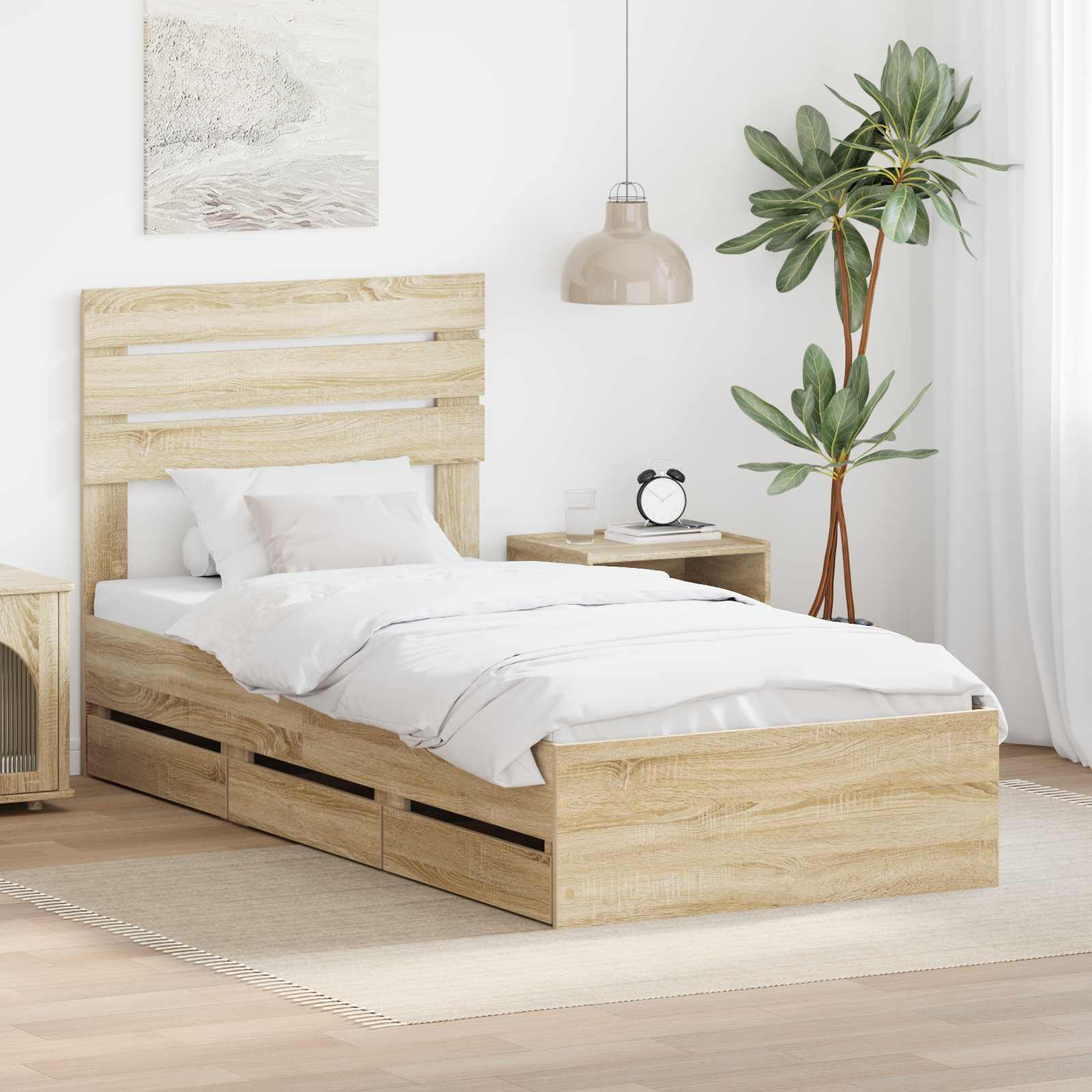 vidaXL Bedframe met lade met opslag Wit 200 x 200 cm Ingenieurshout