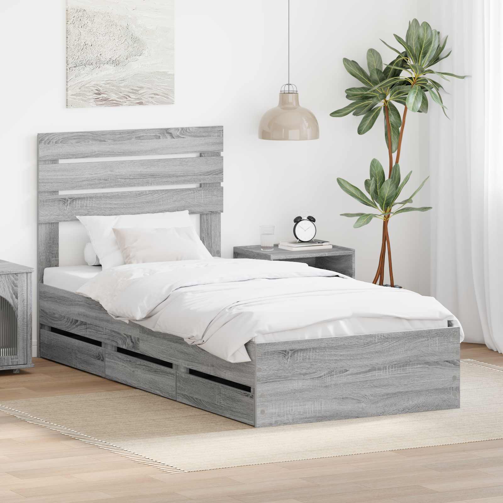 vidaXL Bedframe met lade met opslag Wit 200 x 200 cm Ingenieurshout