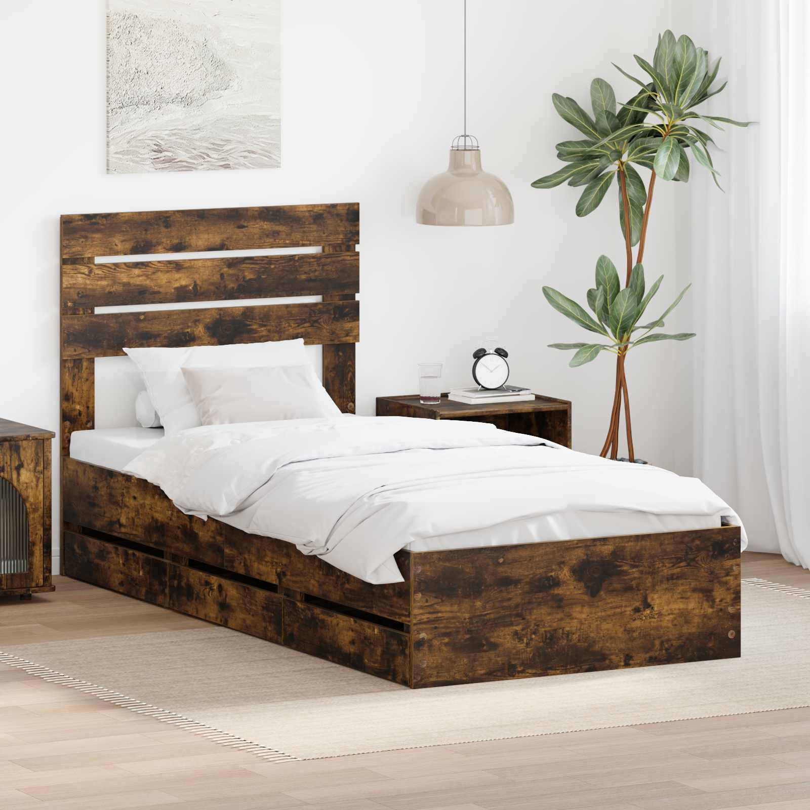 vidaXL Bedframe met lade met opslag Wit 200 x 200 cm Ingenieurshout