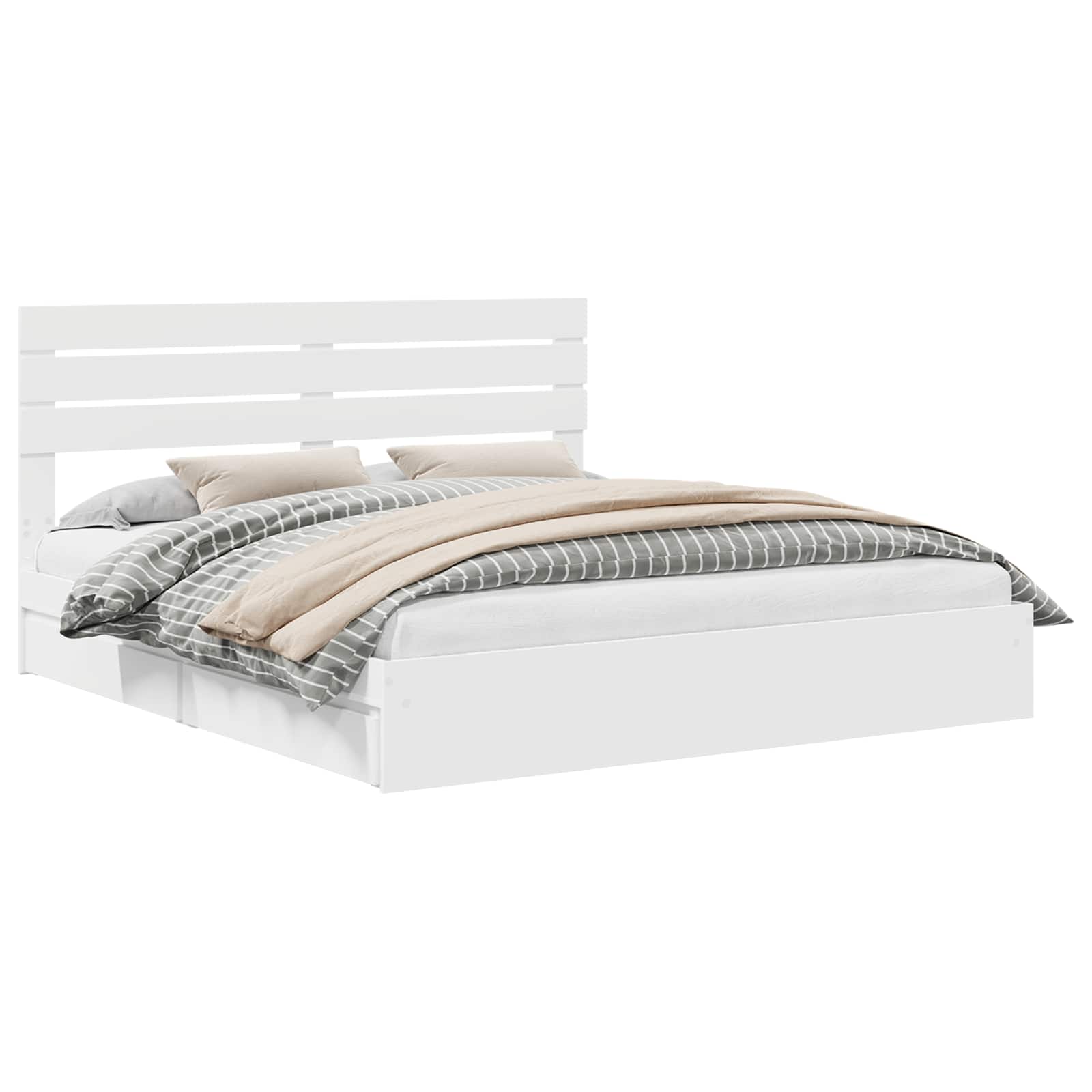 vidaXL Bedframe met lade met hoofdeinde Wit 200 x 200 cm Bewerkt hout