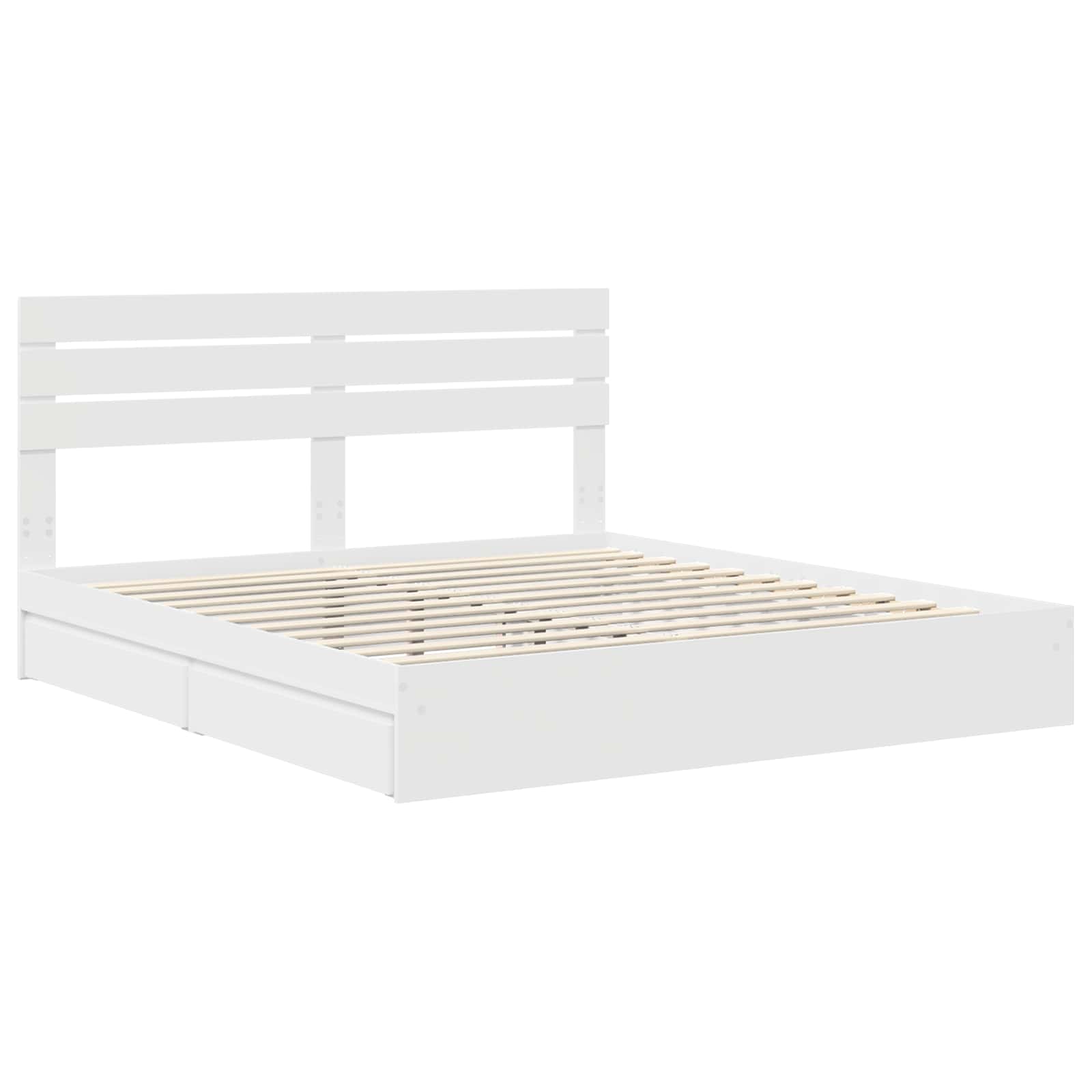 vidaXL Bedframe met lade met hoofdeinde Wit 200 x 200 cm Bewerkt hout