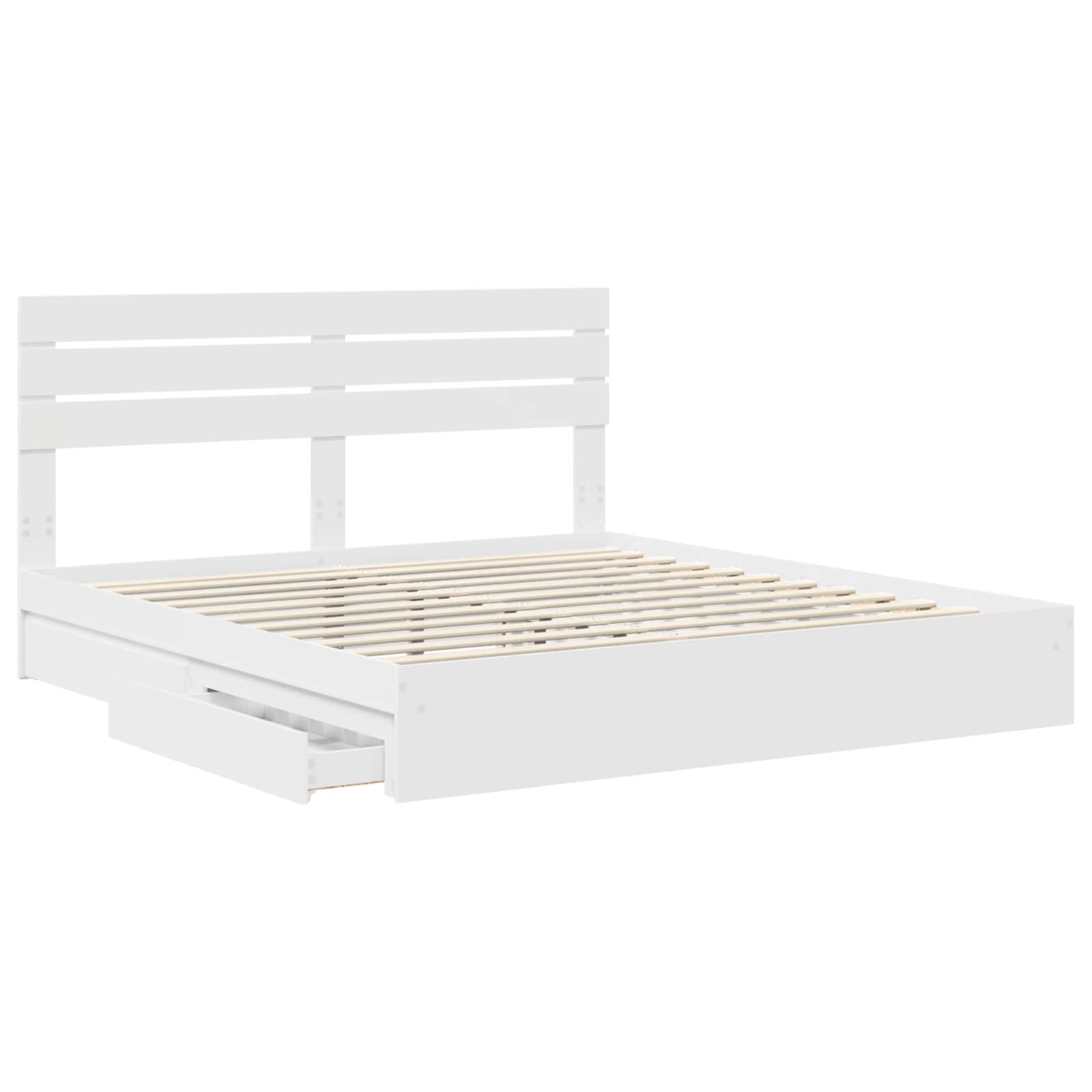 vidaXL Bedframe met lade met hoofdeinde Wit 200 x 200 cm Bewerkt hout