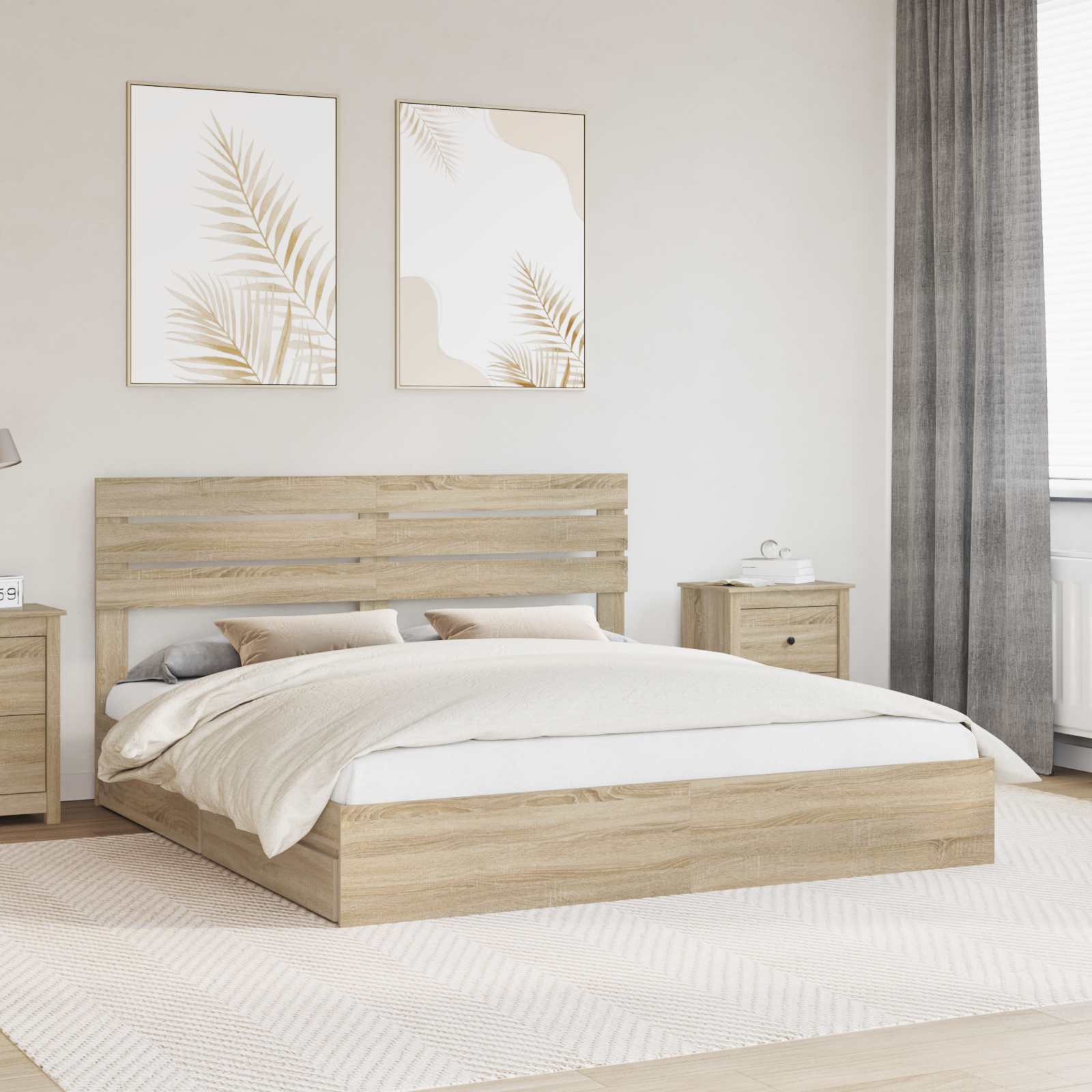 vidaXL Bedframe met lade met hoofdeinde Wit 200 x 200 cm Bewerkt hout