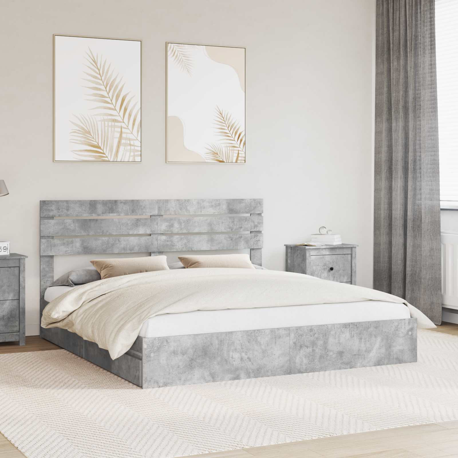 vidaXL Bedframe met lade met hoofdeinde Wit 200 x 200 cm Bewerkt hout