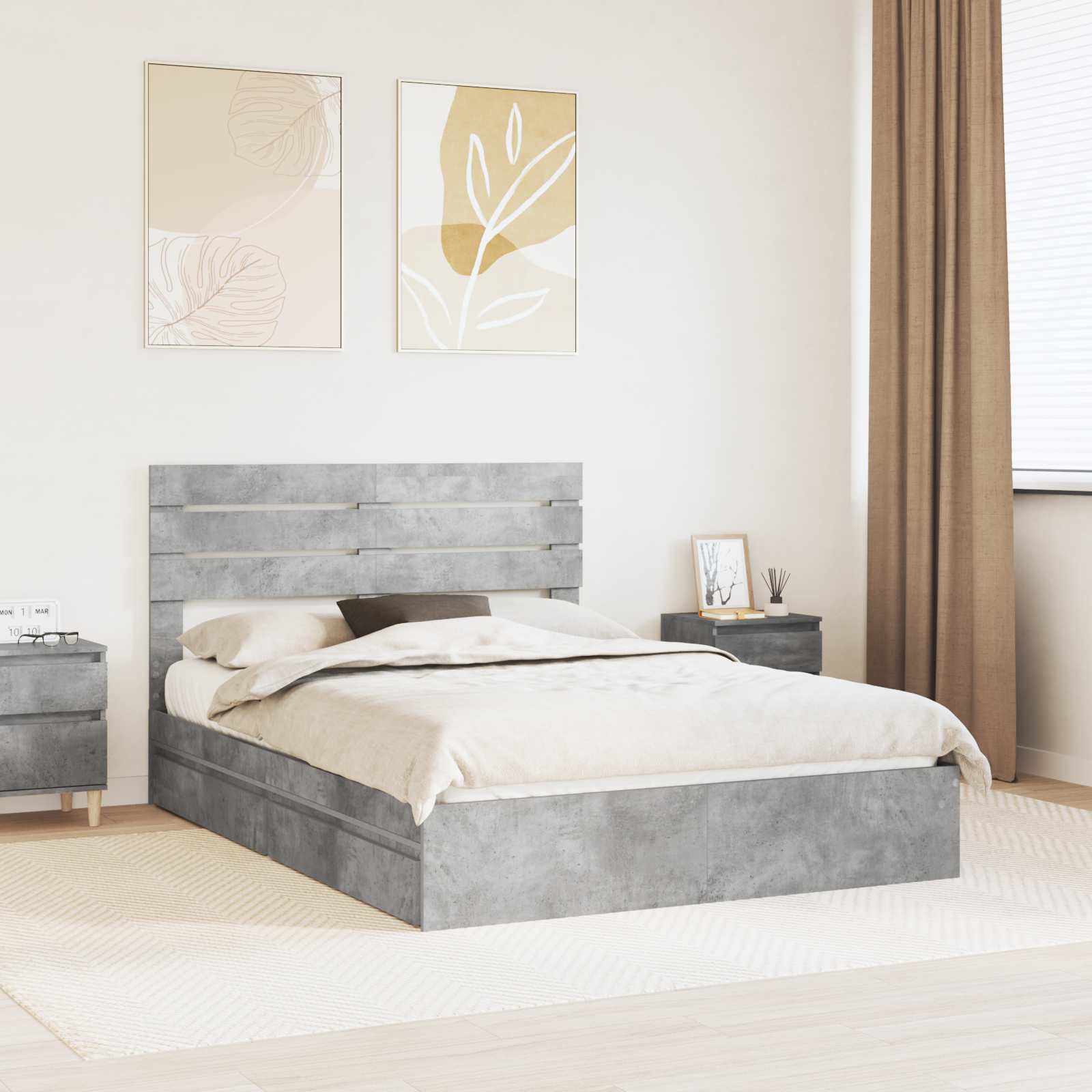 vidaXL Bedframe met lade met hoofdeinde Wit 200 x 200 cm Bewerkt hout