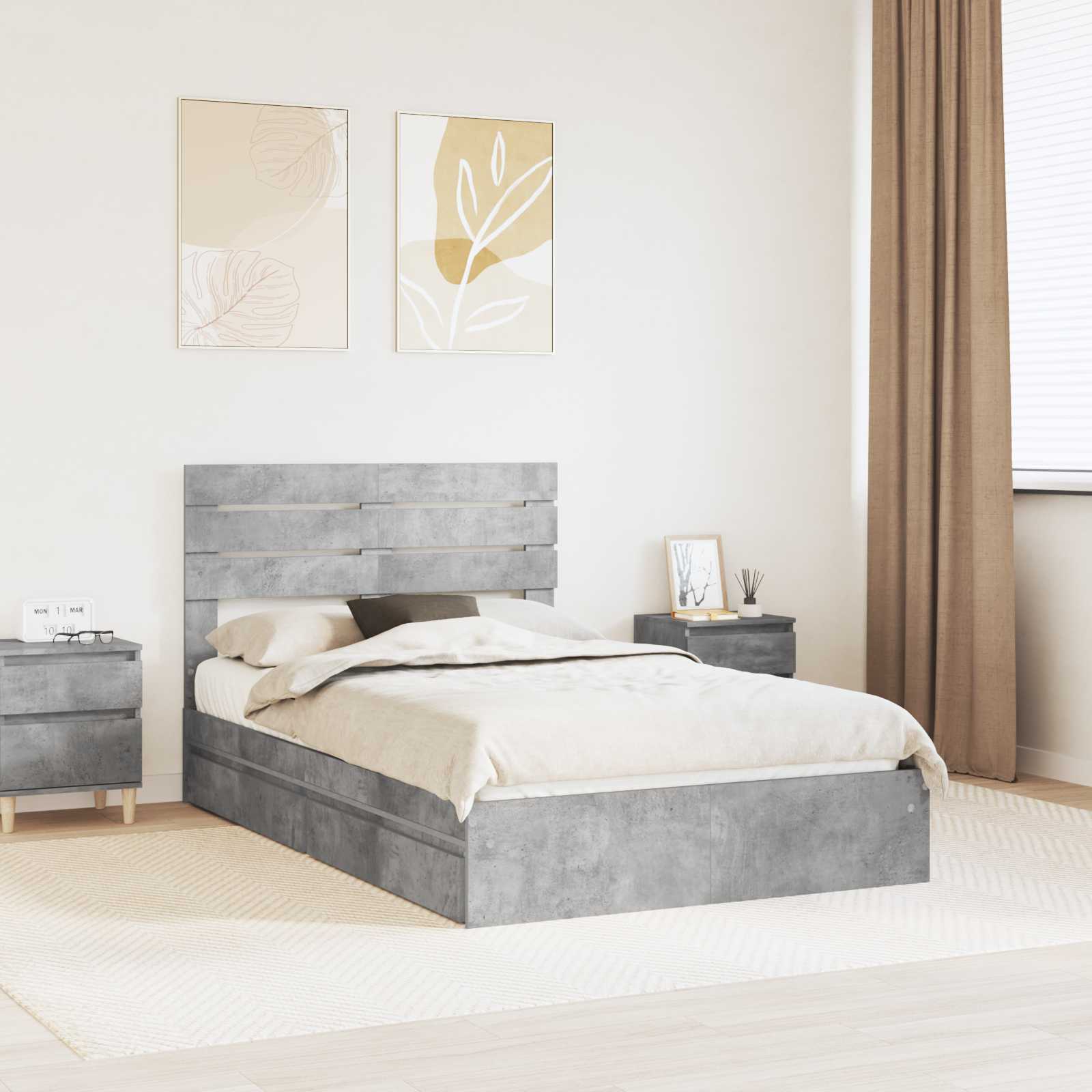 vidaXL Bedframe met lade met hoofdeinde Wit 200 x 200 cm Bewerkt hout