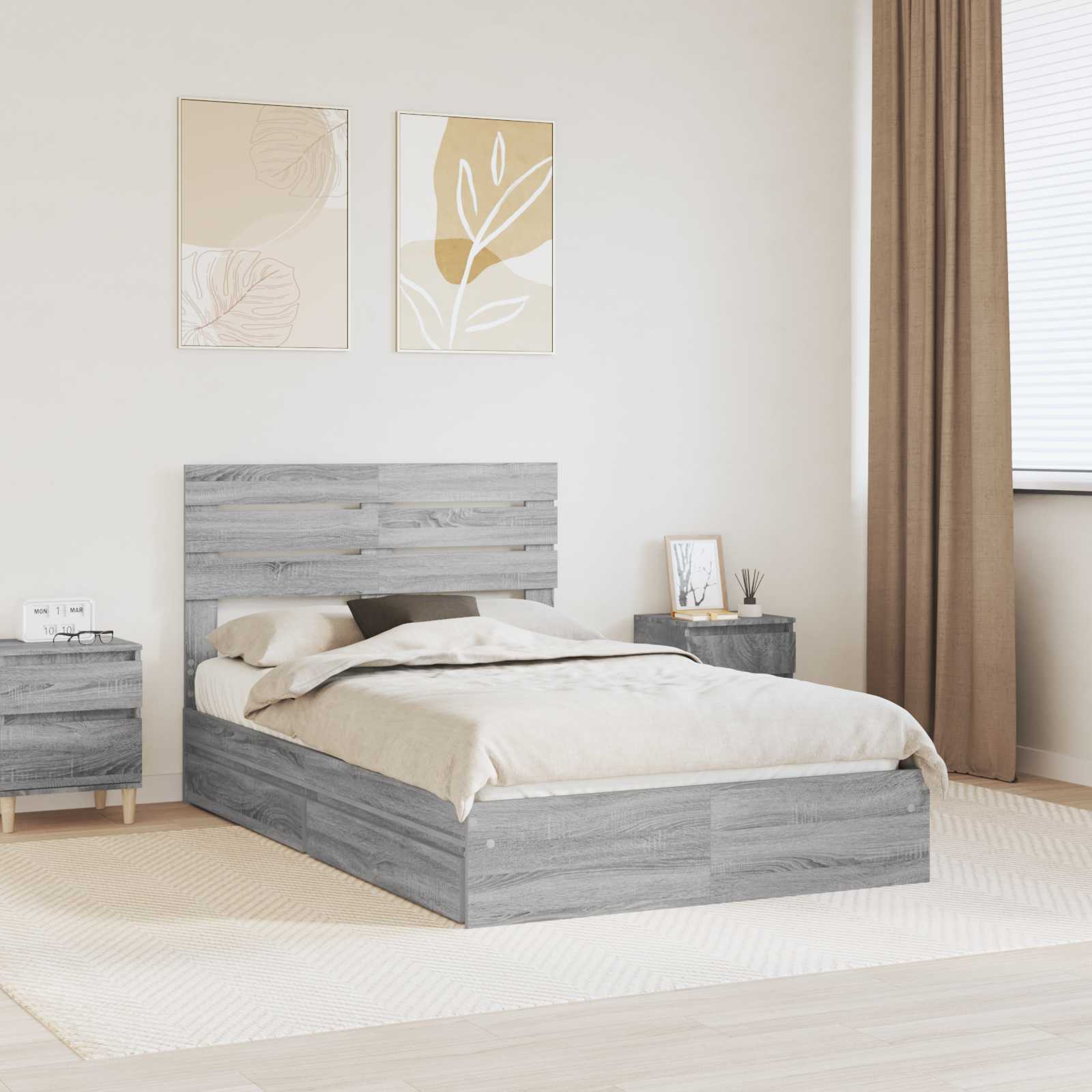 vidaXL Bedframe met lade met hoofdeinde Wit 200 x 200 cm Bewerkt hout