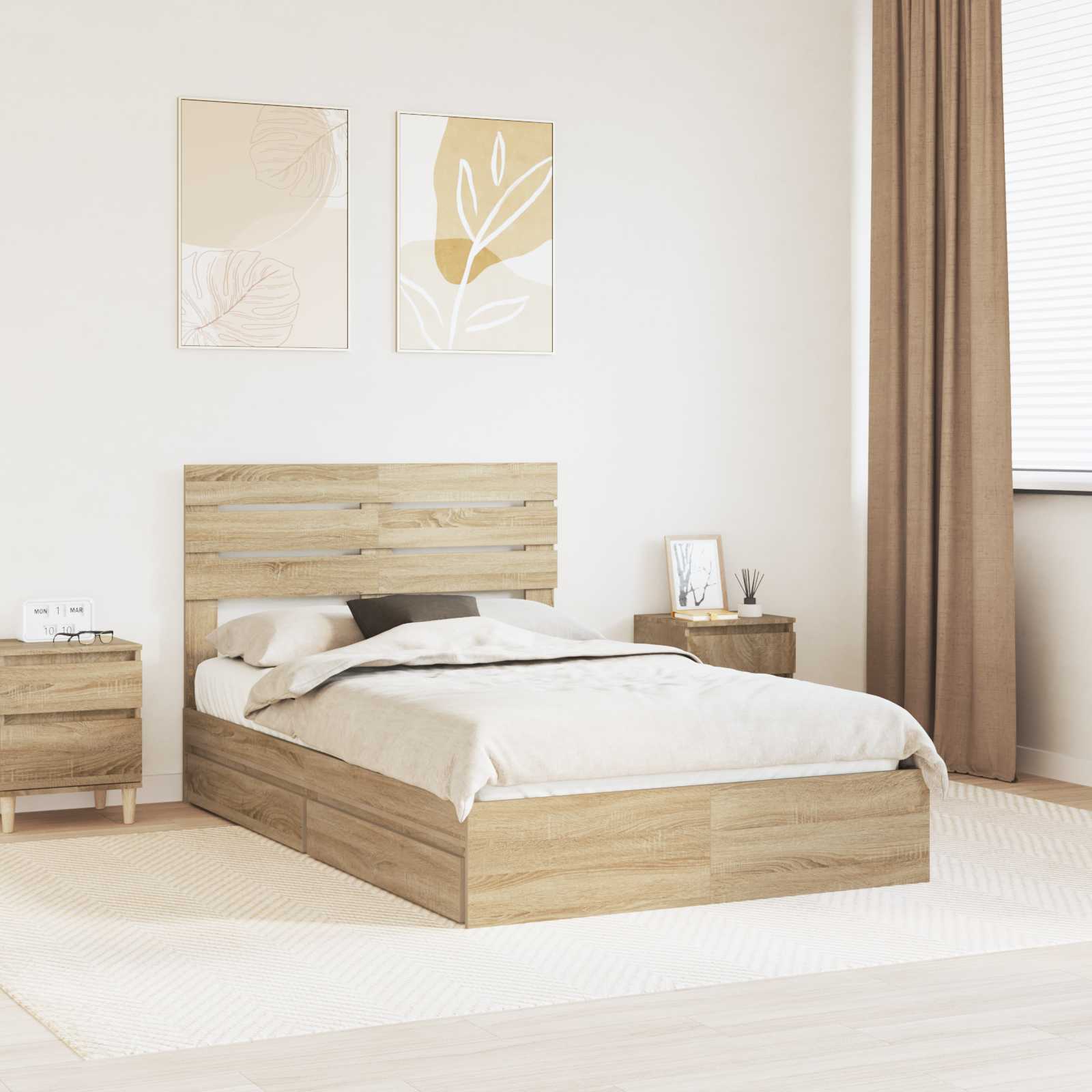 vidaXL Bedframe met lade met hoofdeinde Wit 200 x 200 cm Bewerkt hout