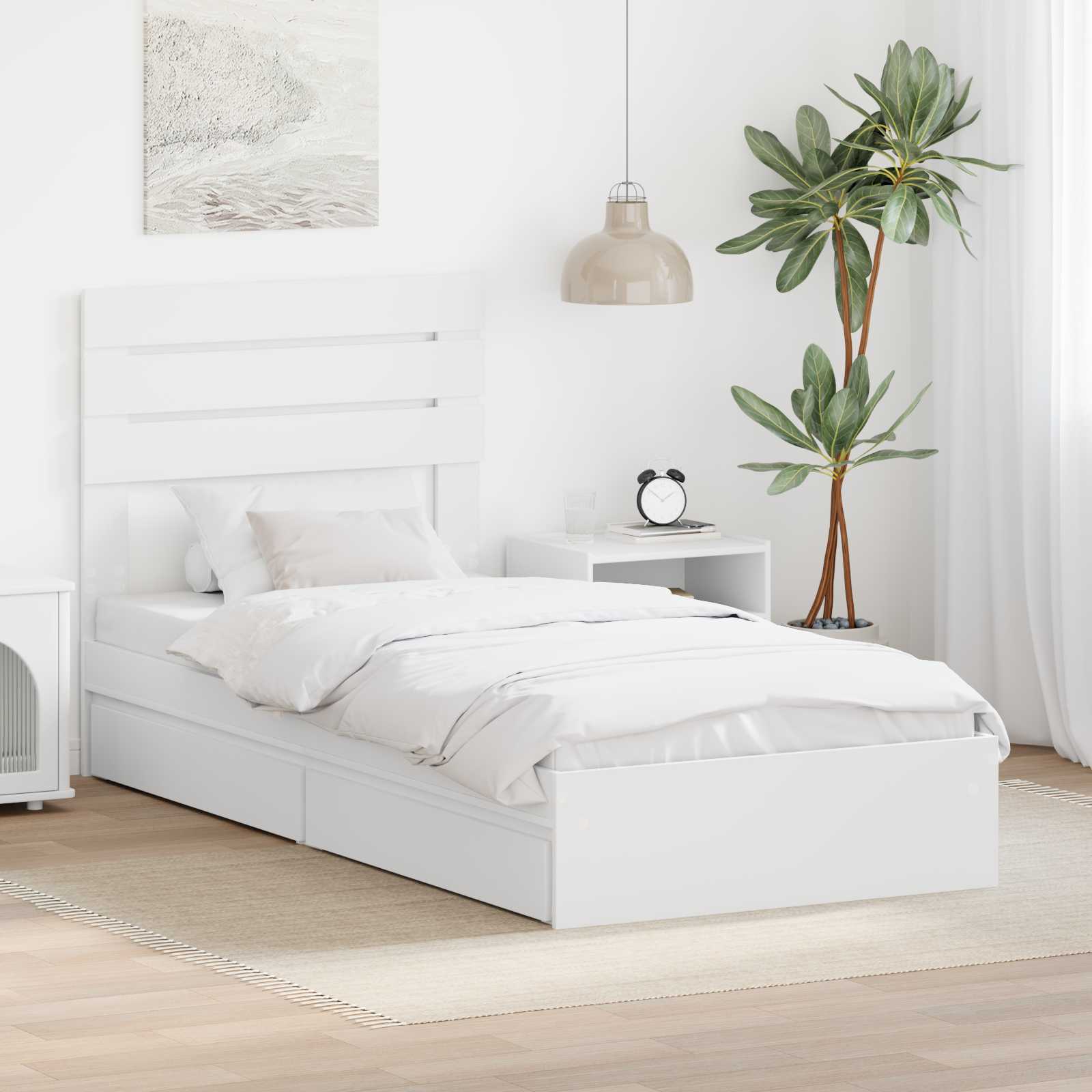 vidaXL Bedframe met lade met hoofdeinde Wit 200 x 200 cm Bewerkt hout