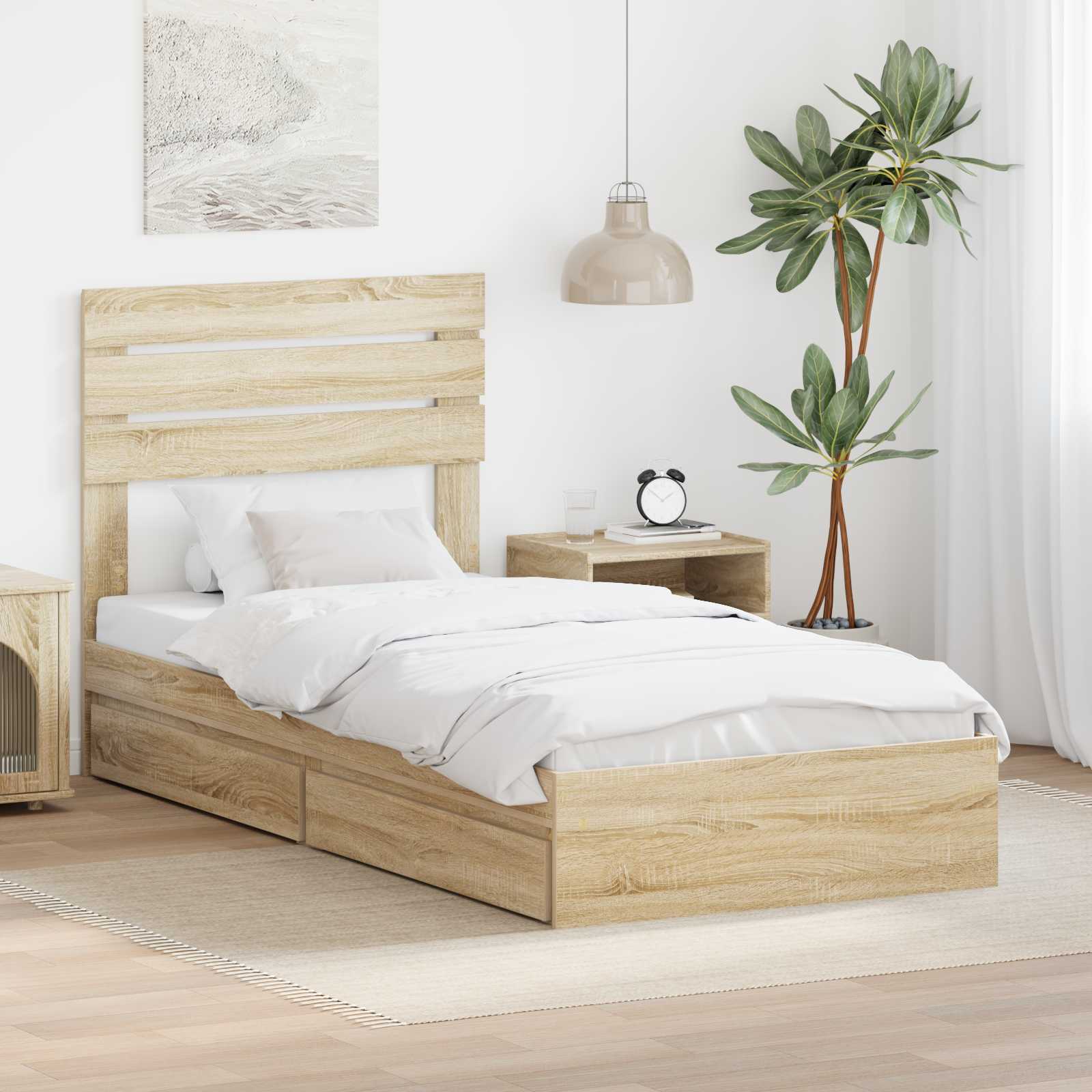 vidaXL Bedframe met lade met hoofdeinde Wit 200 x 200 cm Bewerkt hout