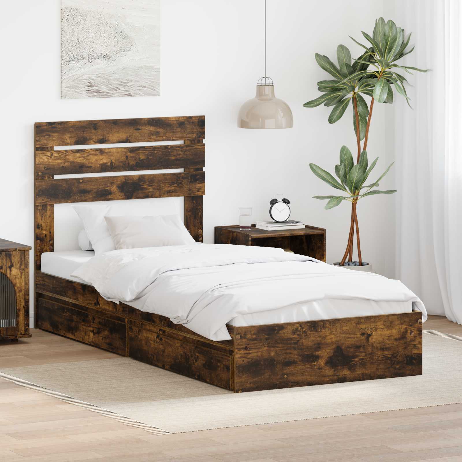 vidaXL Bedframe met lade met hoofdeinde Wit 200 x 200 cm Bewerkt hout