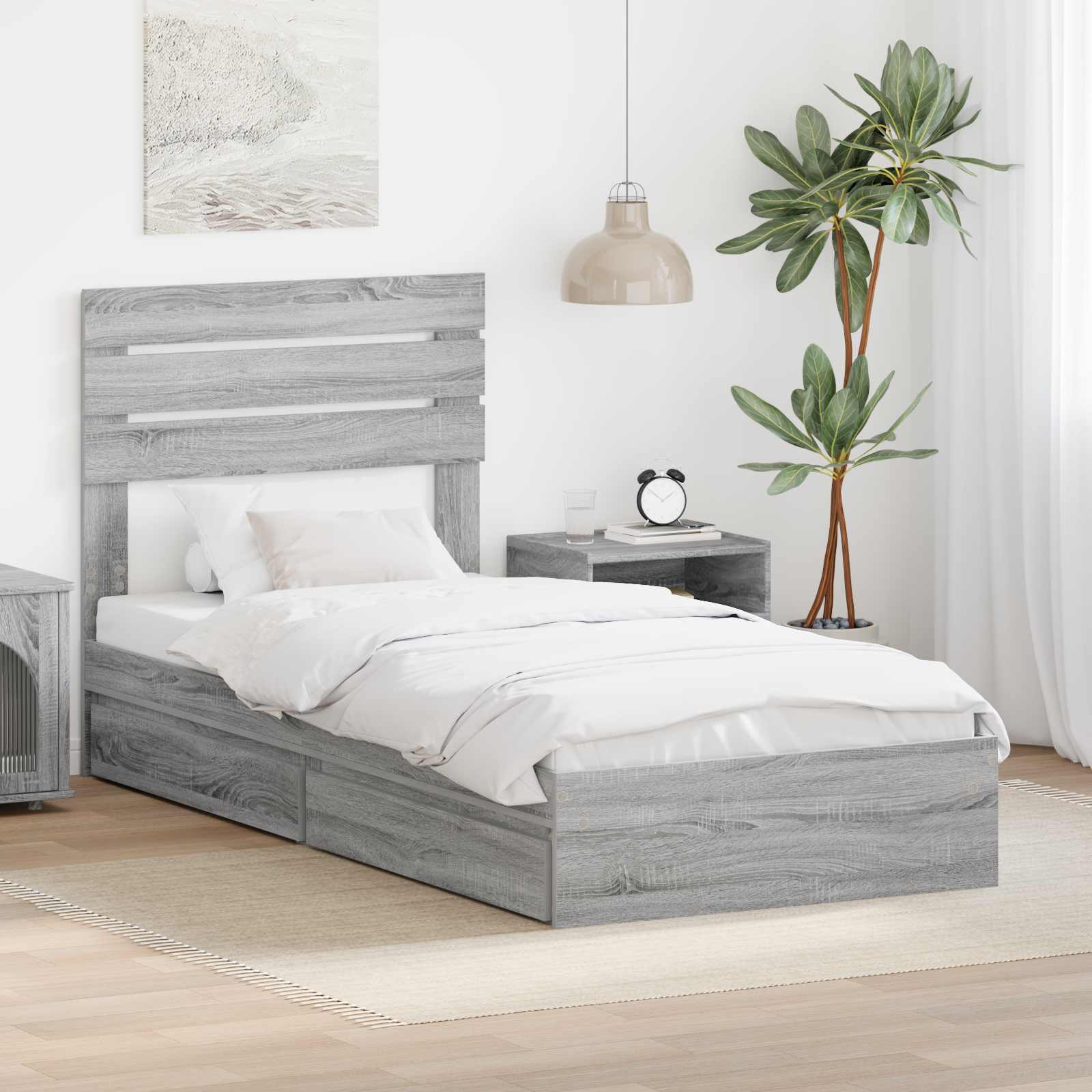 vidaXL Bedframe met lade met hoofdeinde Wit 200 x 200 cm Bewerkt hout