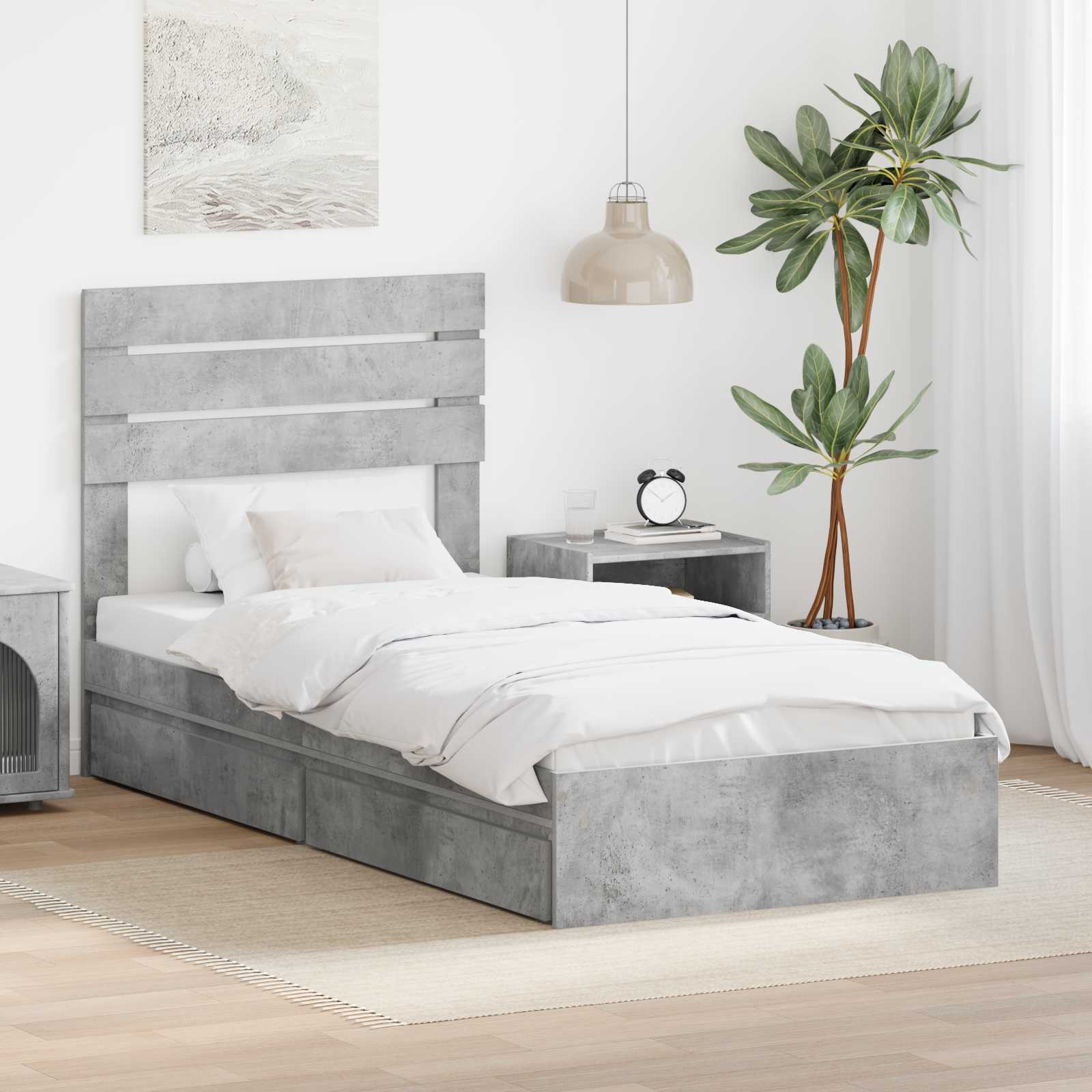 vidaXL Bedframe met lade met hoofdeinde Wit 200 x 200 cm Bewerkt hout
