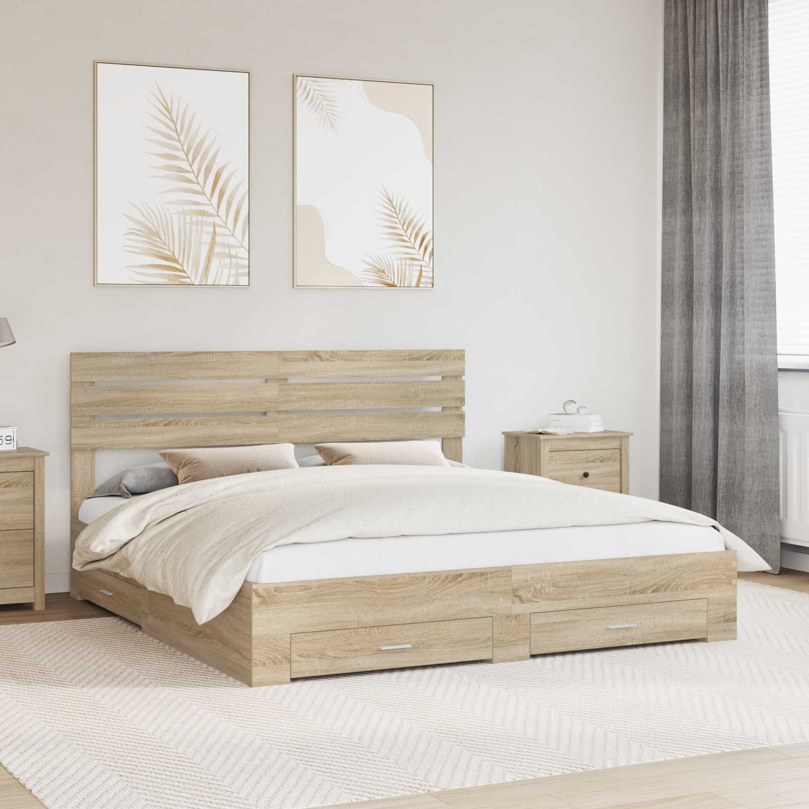 vidaXL Bedframe met lade Wit en Zilver 75 x 190 cm Bewerkt hout