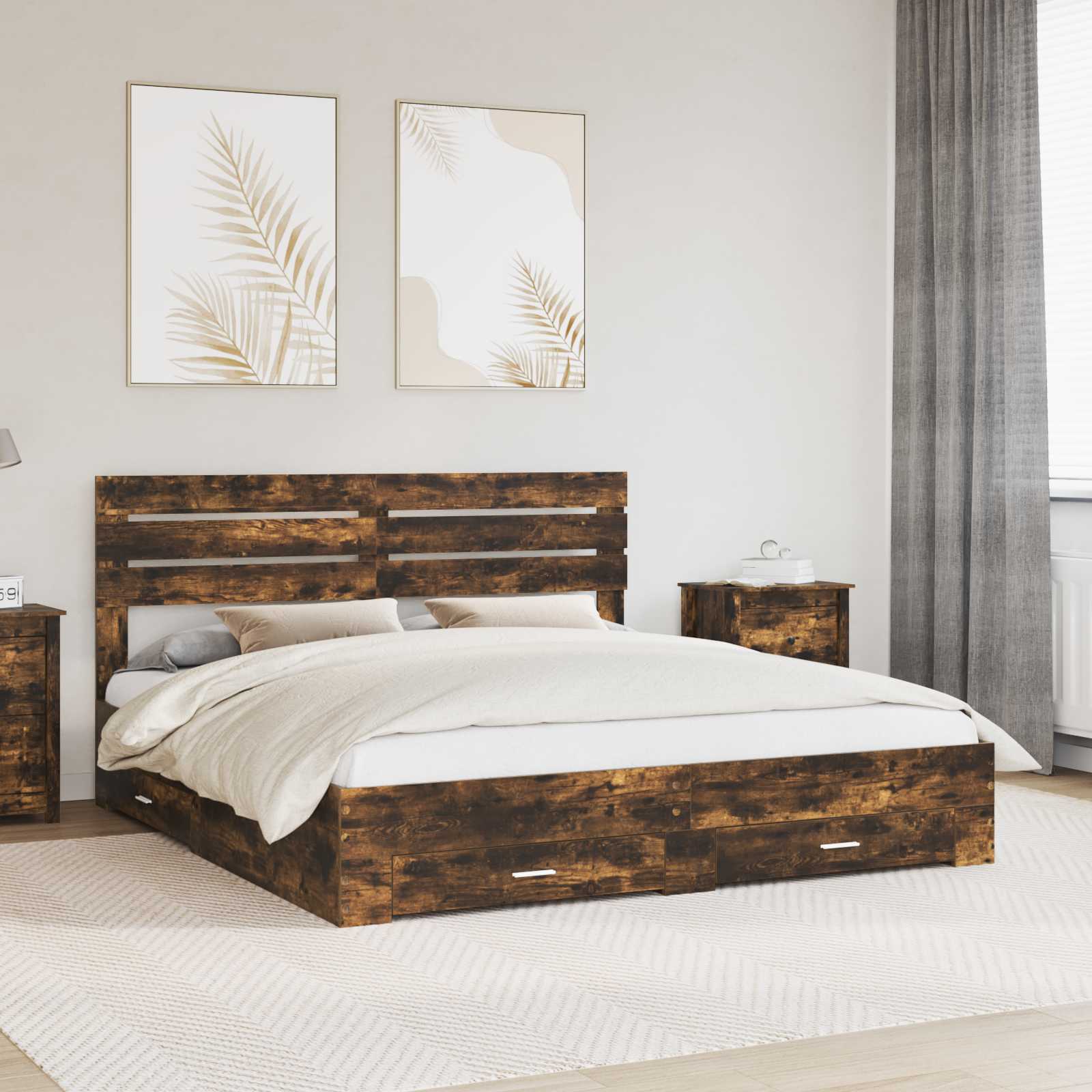 vidaXL Bedframe met lade Wit en Zilver 75 x 190 cm Bewerkt hout