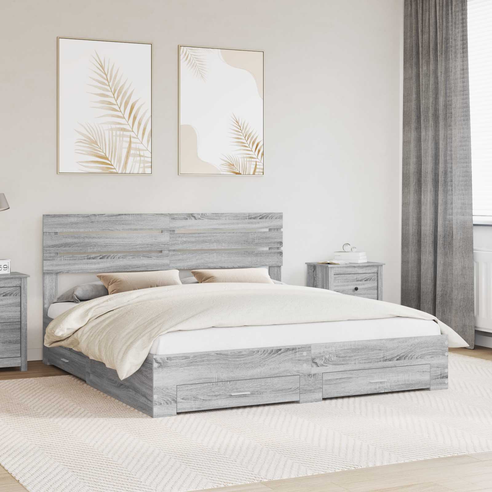 vidaXL Bedframe met lade Wit en Zilver 75 x 190 cm Bewerkt hout
