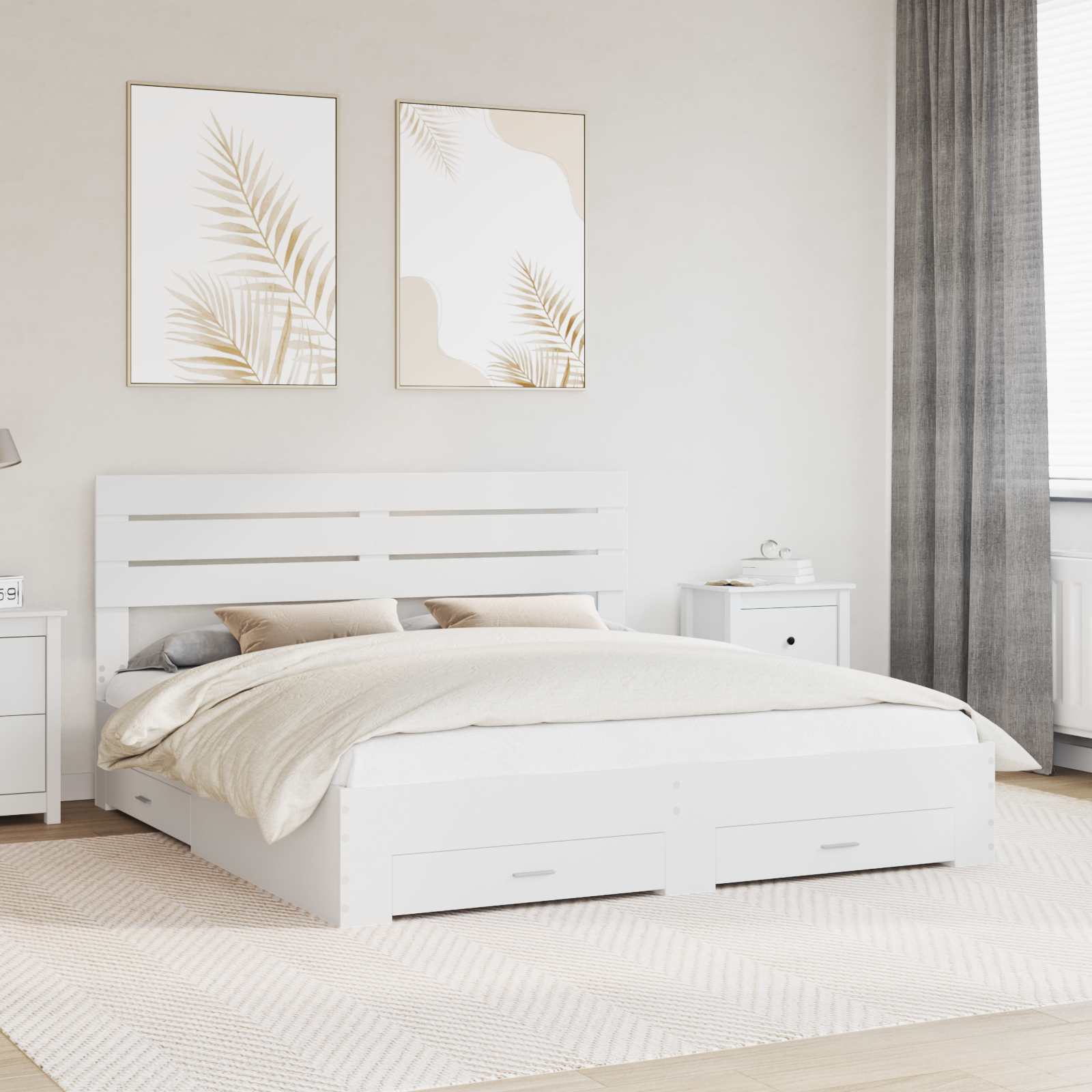 vidaXL Bedframe met lade Wit en Zilver 75 x 190 cm Bewerkt hout