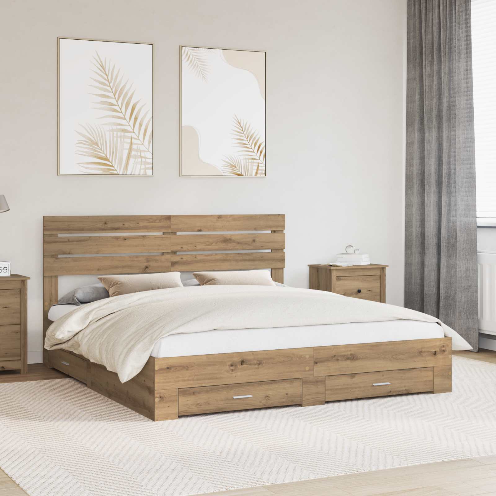 vidaXL Bedframe met lade Wit en Zilver 75 x 190 cm Bewerkt hout