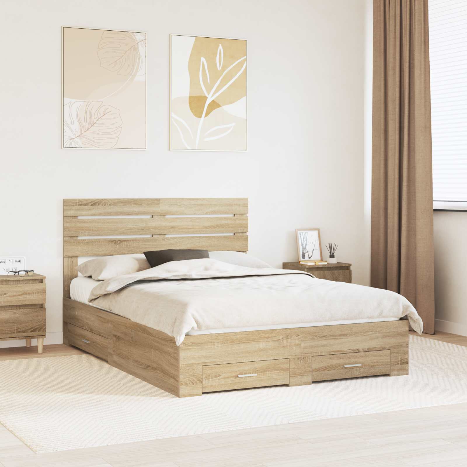 vidaXL Bedframe met lade Wit en Zilver 75 x 190 cm Bewerkt hout