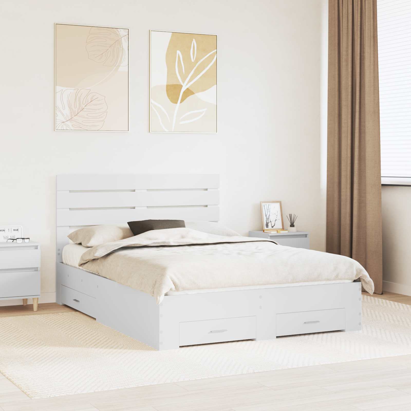 vidaXL Bedframe met lade Wit en Zilver 75 x 190 cm Bewerkt hout