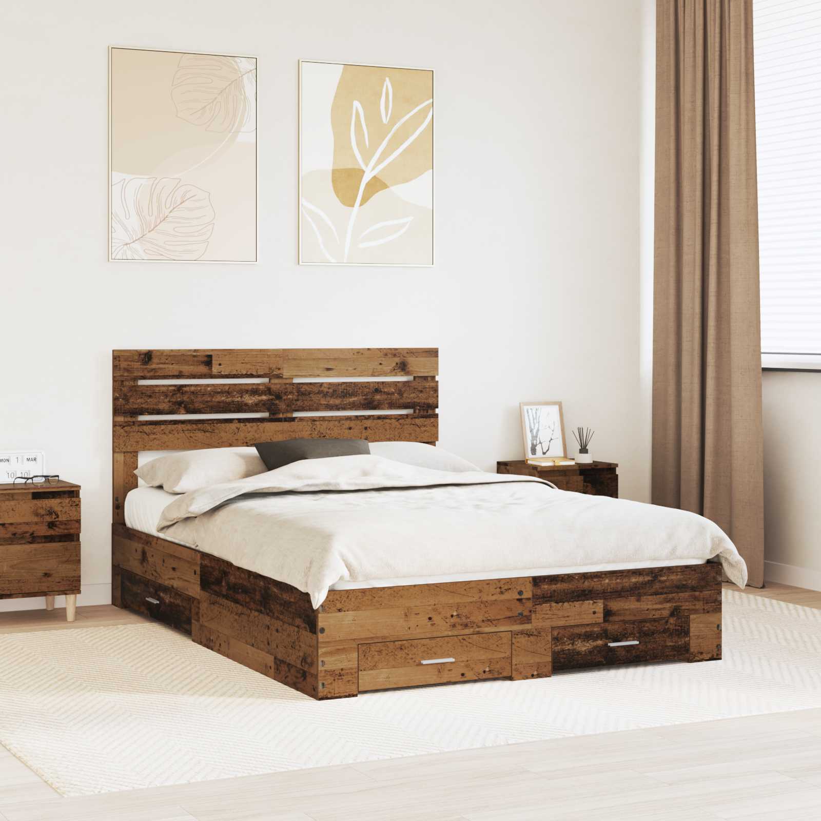 vidaXL Bedframe met lade Wit en Zilver 75 x 190 cm Bewerkt hout