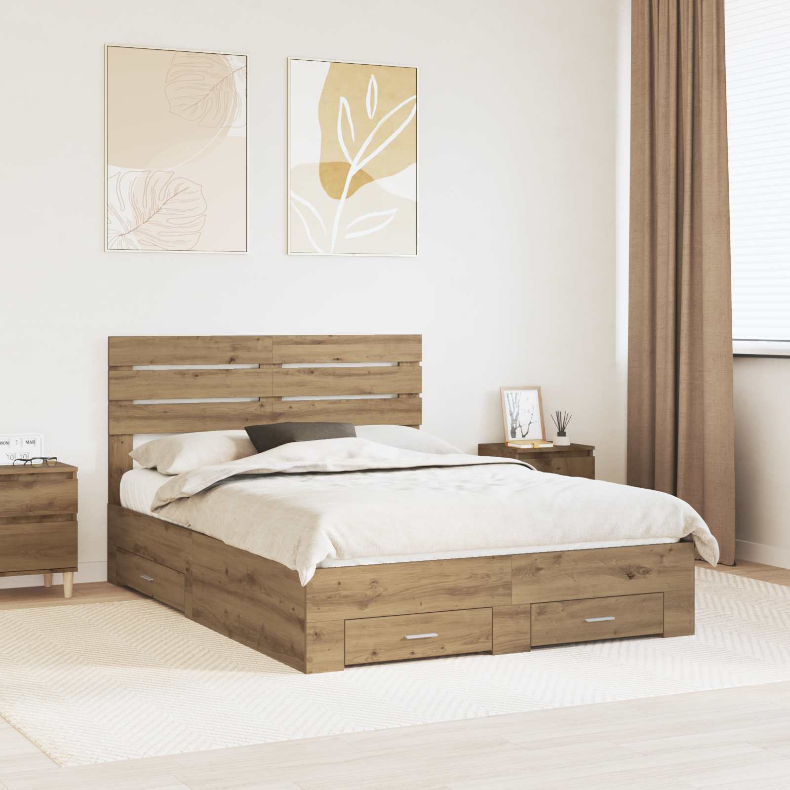 vidaXL Bedframe met lade Wit en Zilver 75 x 190 cm Bewerkt hout