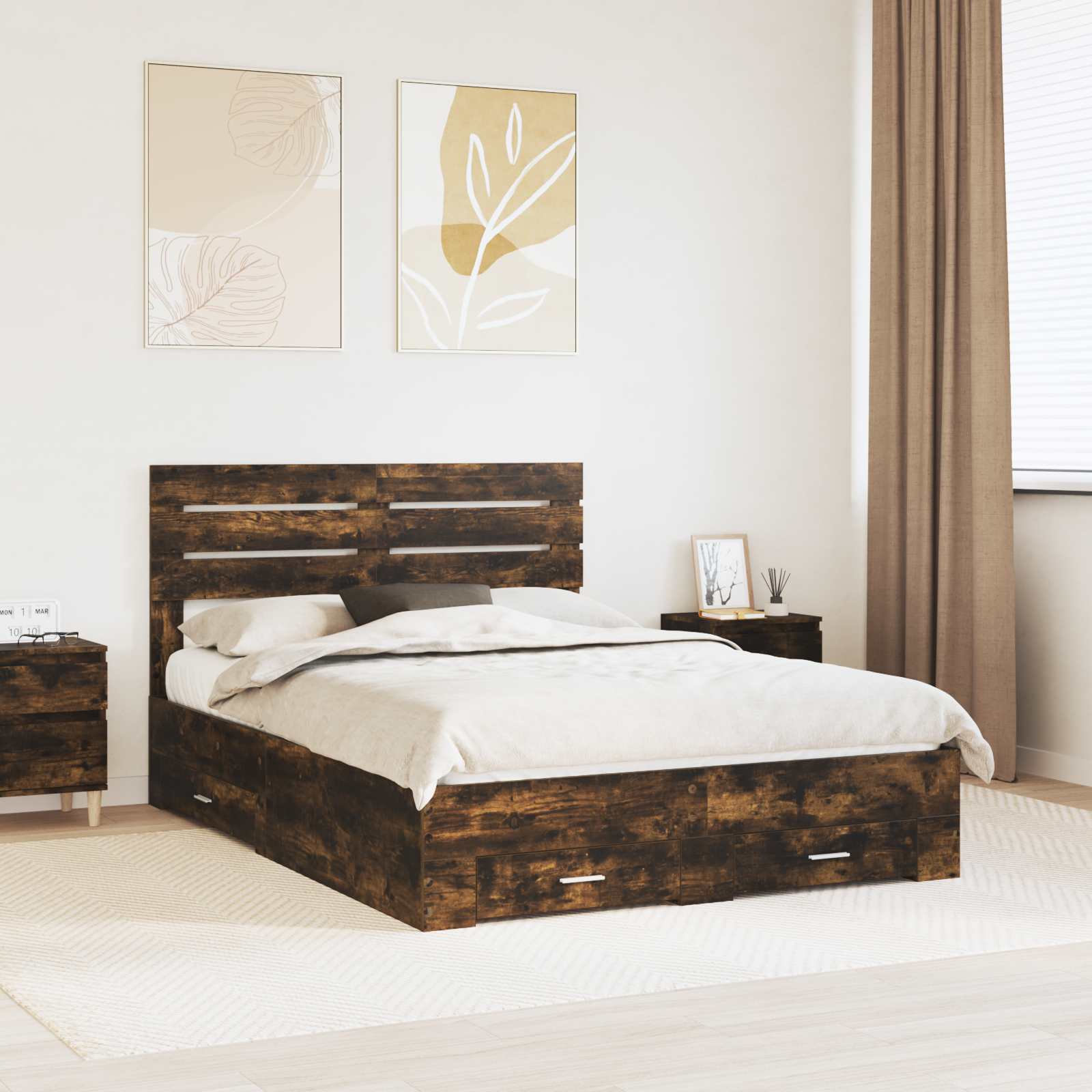 vidaXL Bedframe met lade Wit en Zilver 75 x 190 cm Bewerkt hout