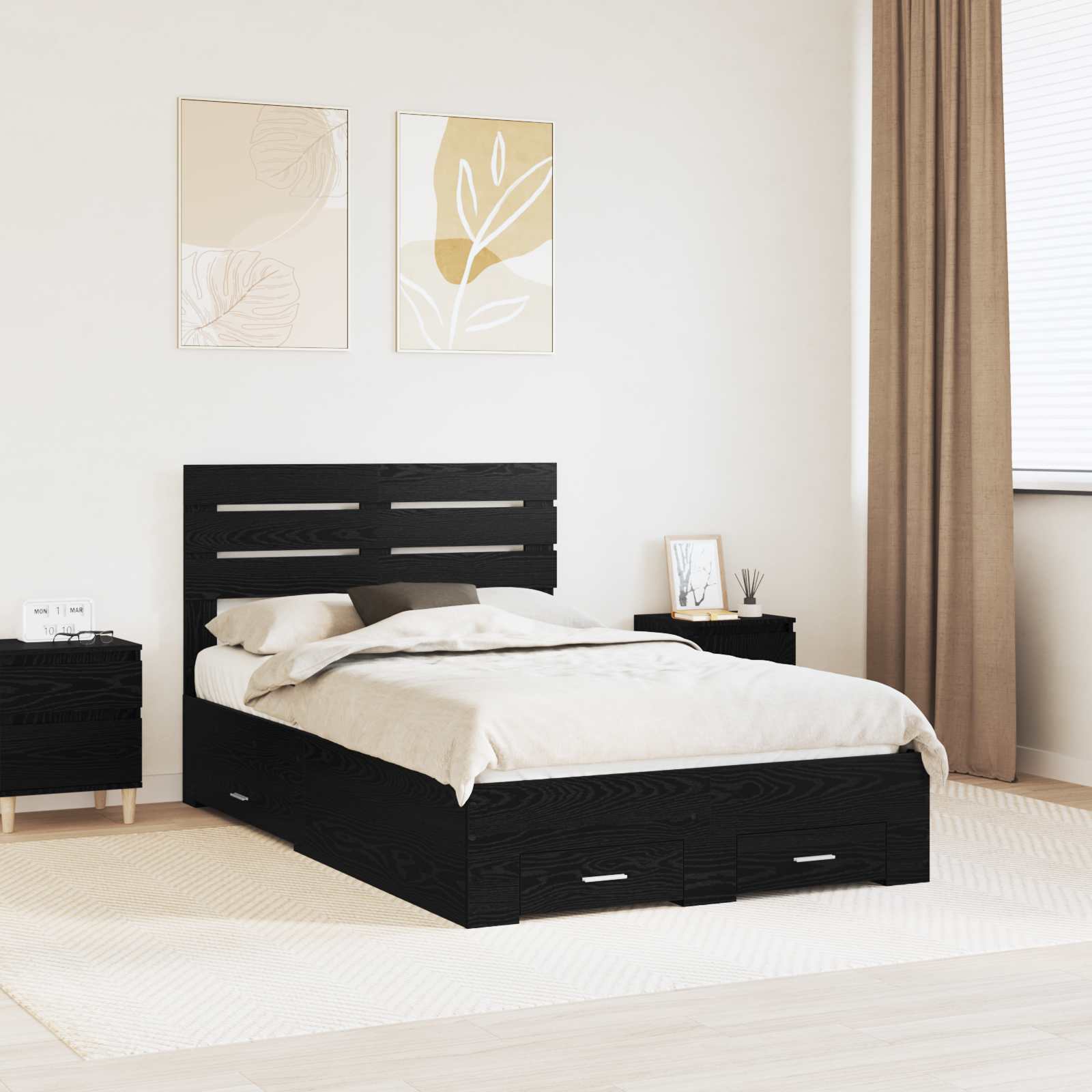 vidaXL Bedframe met lade Wit en Zilver 75 x 190 cm Bewerkt hout