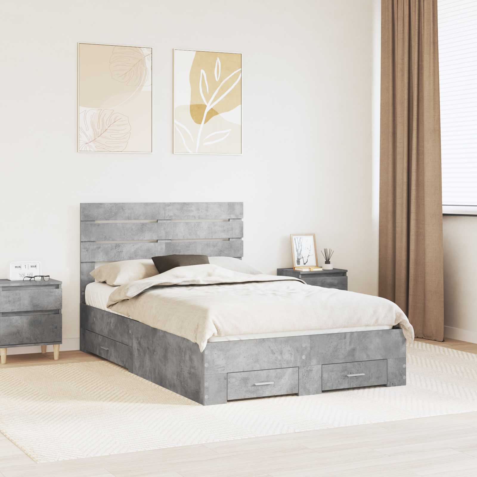 vidaXL Bedframe met lade Wit en Zilver 75 x 190 cm Bewerkt hout