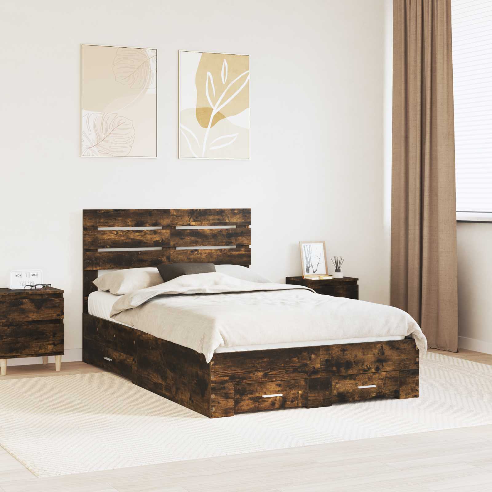 vidaXL Bedframe met lade Wit en Zilver 75 x 190 cm Bewerkt hout
