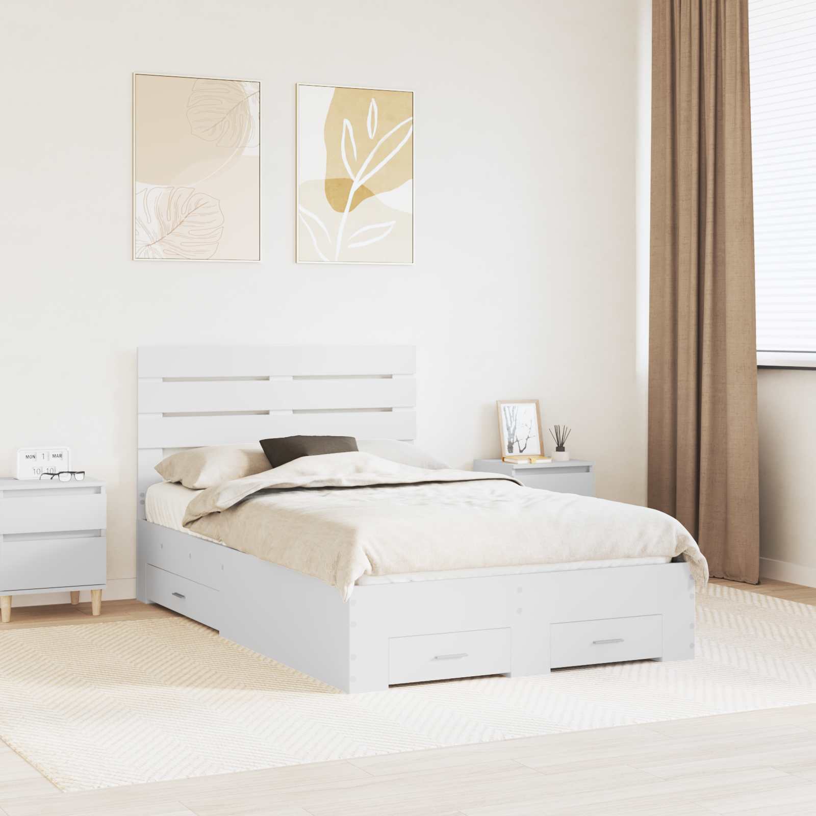 vidaXL Bedframe met lade Wit en Zilver 75 x 190 cm Bewerkt hout