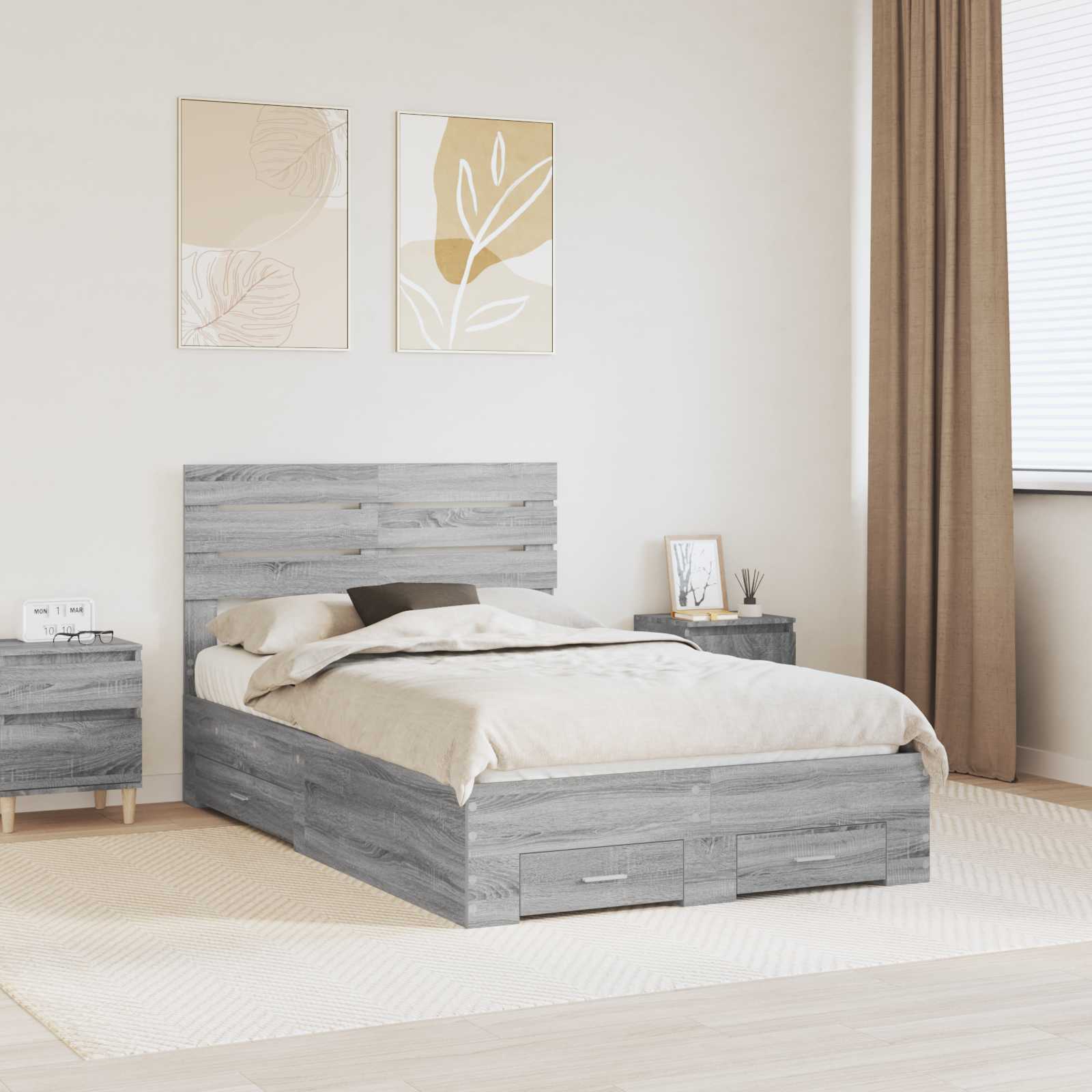 vidaXL Bedframe met lade Wit en Zilver 75 x 190 cm Bewerkt hout