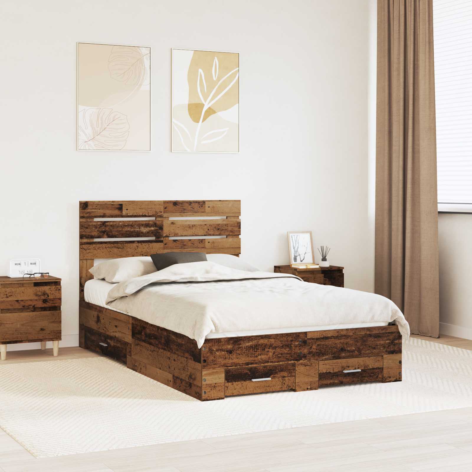 vidaXL Bedframe met lade Wit en Zilver 75 x 190 cm Bewerkt hout