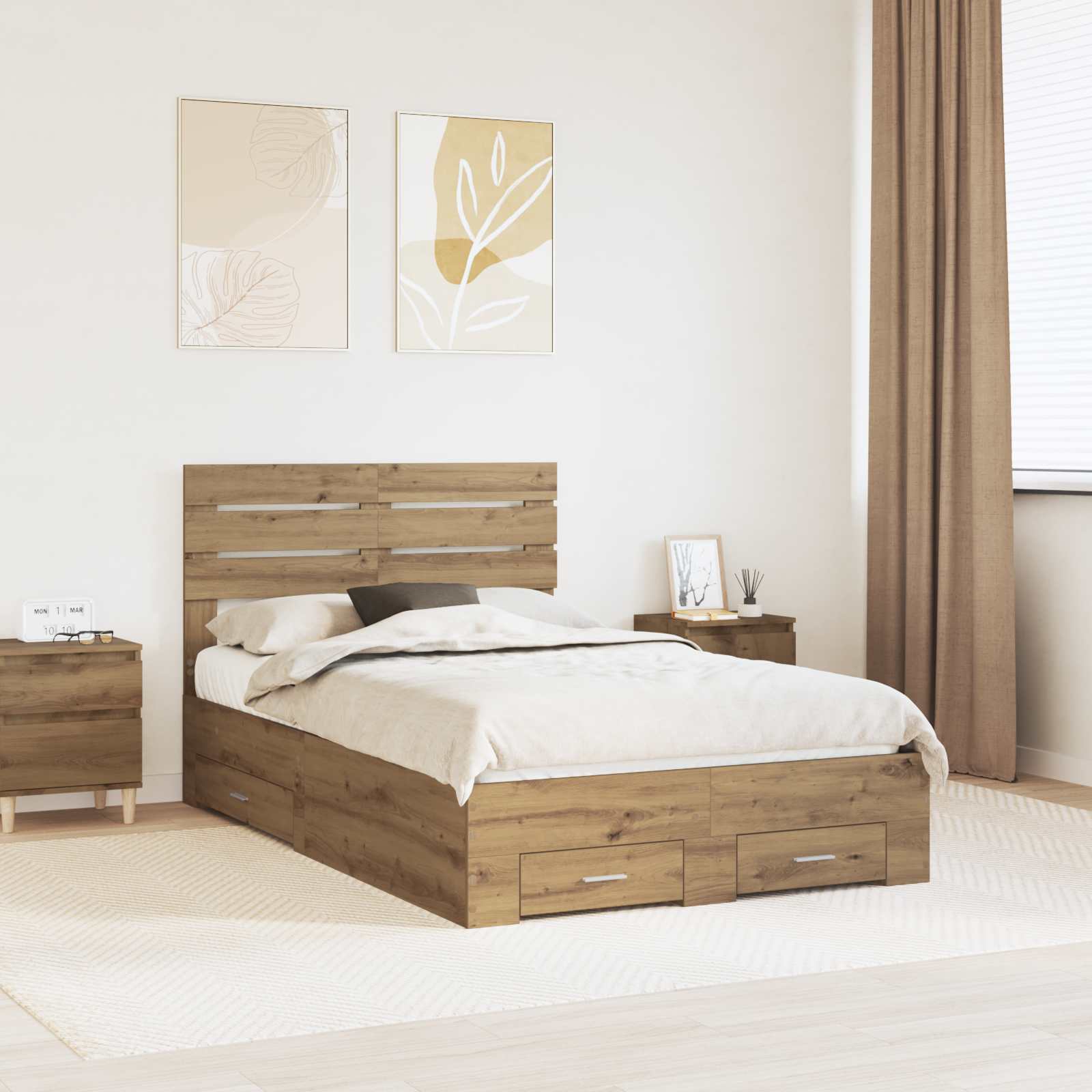 vidaXL Bedframe met lade Wit en Zilver 75 x 190 cm Bewerkt hout
